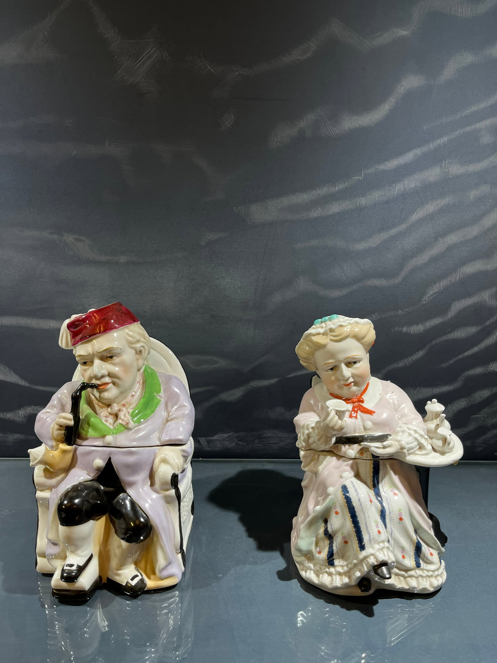 DRESDEN PORCELAIN SUGAR BOXES 1920: DRESDEN PORCELAIN SUGAR BOXES 1920. Measures approx. 22 Cm High – 12 Cm Wide – 13 Cm Long