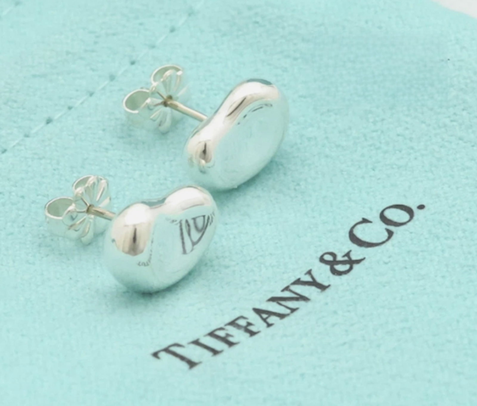 Tiffany & Co. Elsa Peretti Sterling Silver Bean Studs With Pouch (1 of 5)