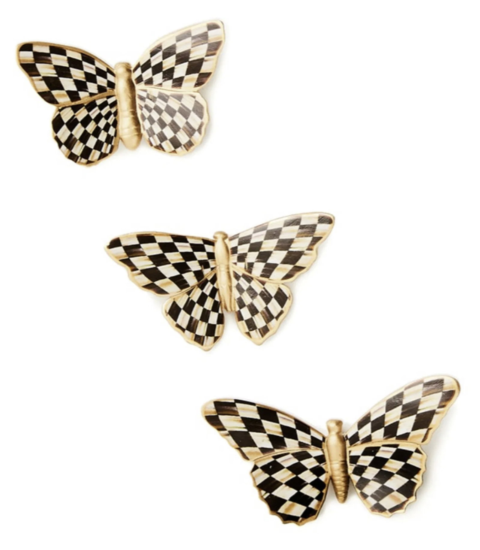 Mackenzie Childs Courtly Check Butterfly Figurine Magnets, Set of 3 (1 of 3)
