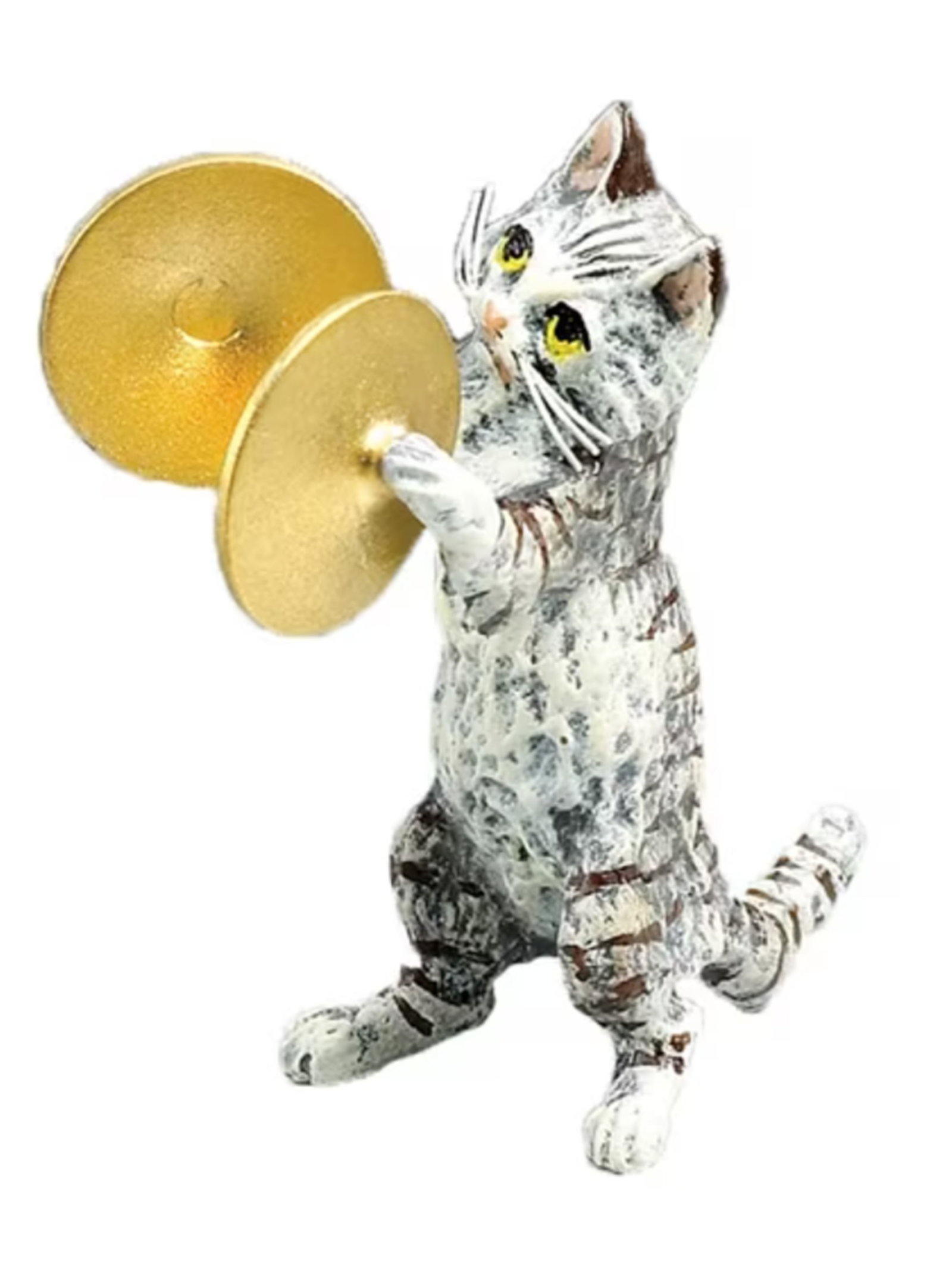 Fritz Bermann Austrian Vienna Bronze Cat playing a Cymbal. FBW (1 of 4)