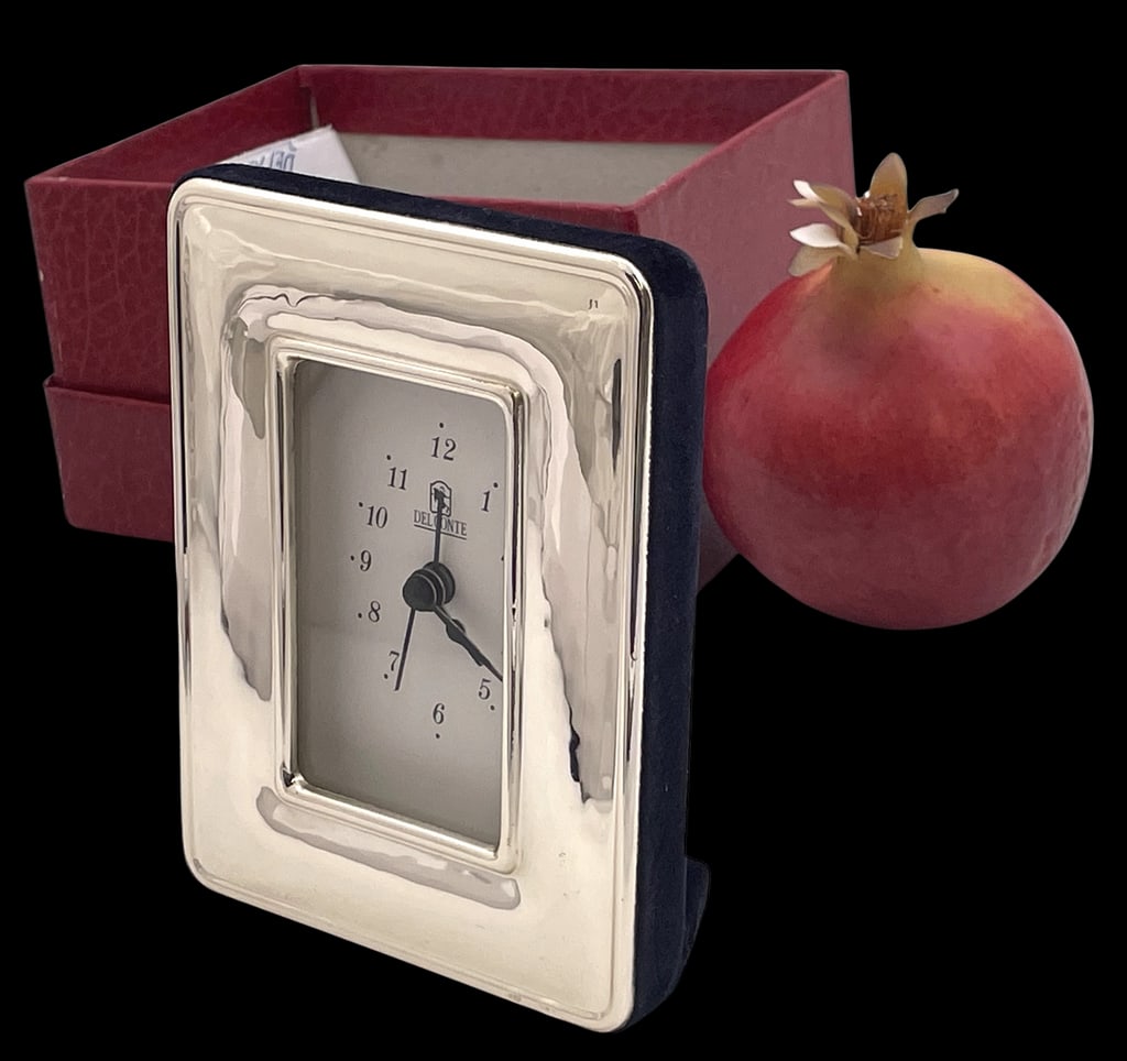 Del Conte Italian Sterling Silver Desk Alarm Clock in Mid-Century Modern Style (1 of 6)