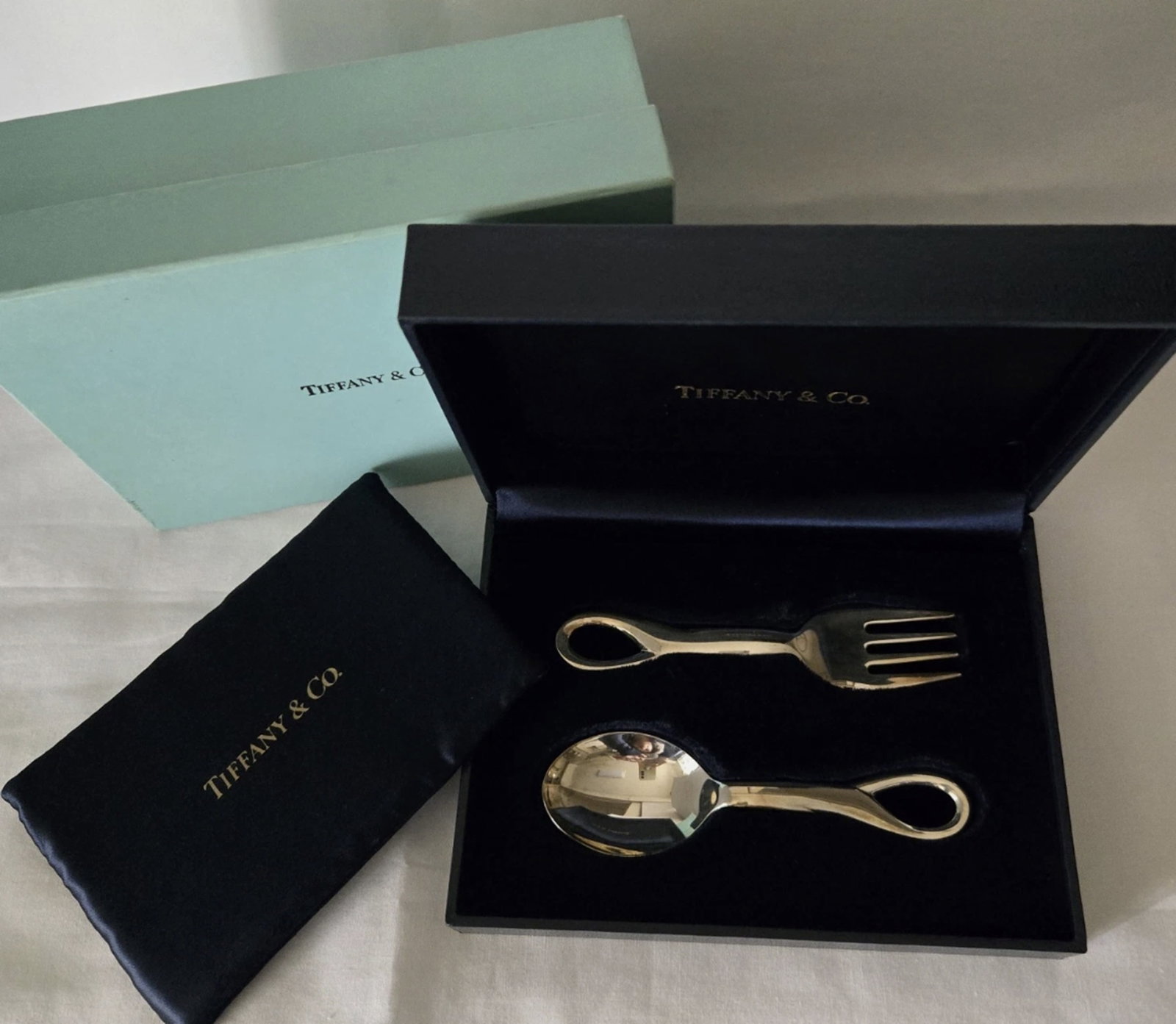 TIFFANY & CO. Sterling Silver Elsa Peretti Baby Spoon and Fork Set With Box (1 of 5)
