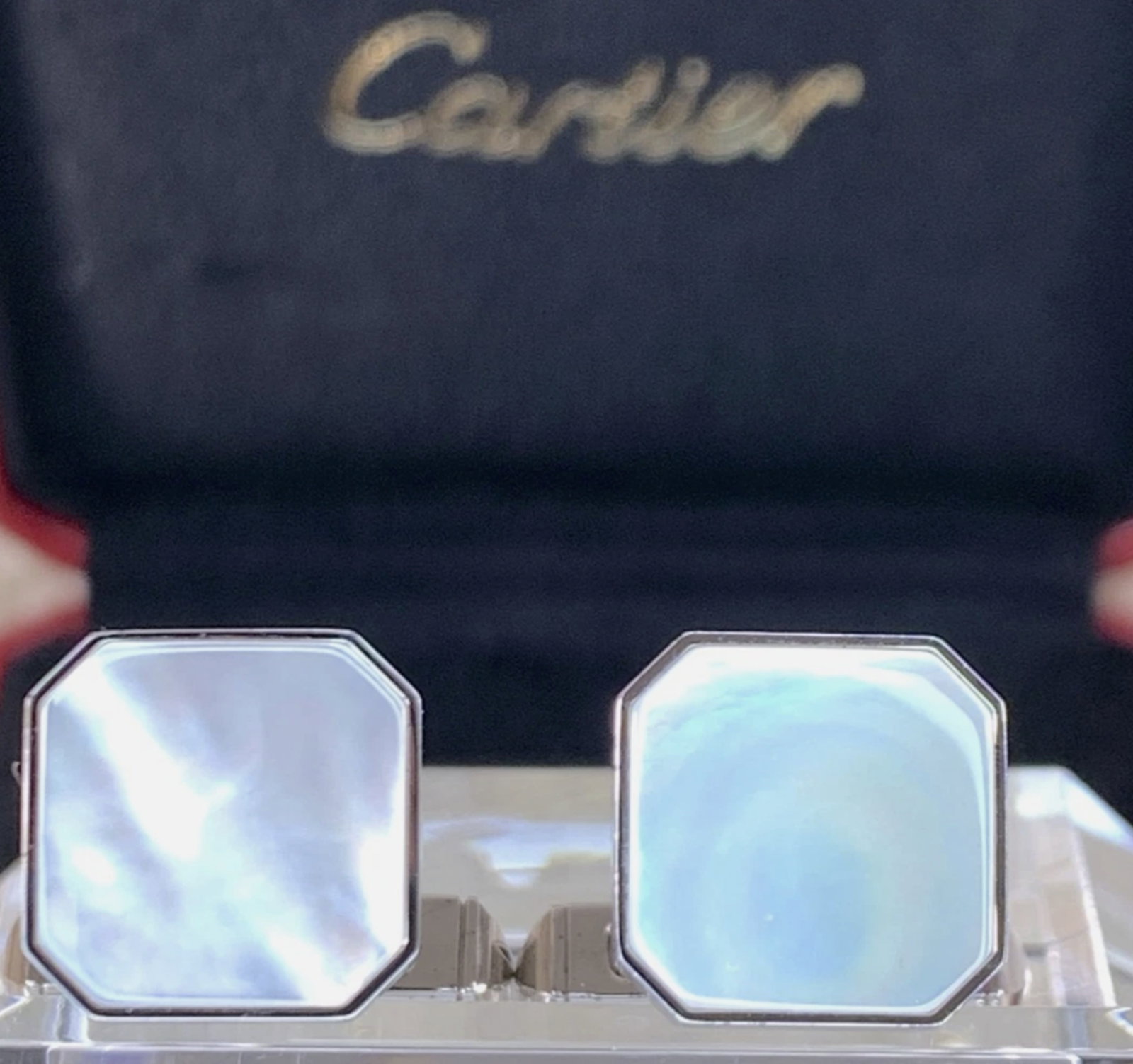 Cartier Sterling SilverWith Mother Of Pearl Cufflinks And Original Box (1 of 7)