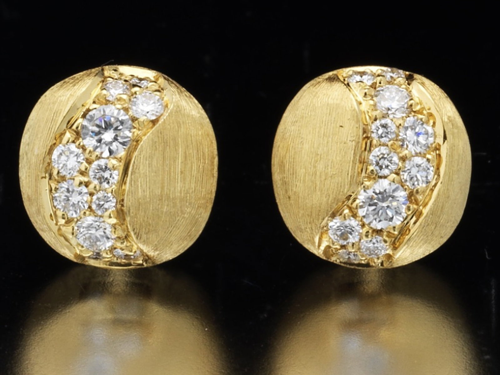 Marco Bicego Pair of Italian 18K Yellow Gold and Diamond Earring Studs. (1 of 6)