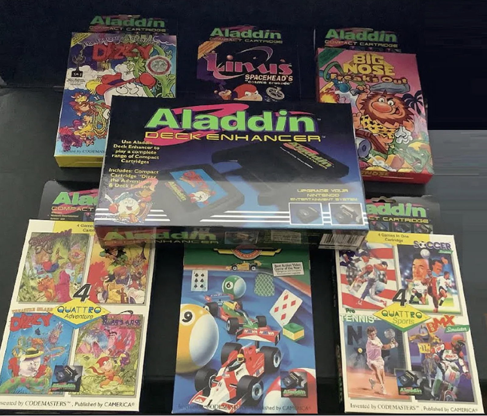 NINTENDO ALADDIN DECK ENHANCER NES WITH BUNDLE OF 7 GAMES WIITH ORIG BOX NEW SEALED (1 of 5)