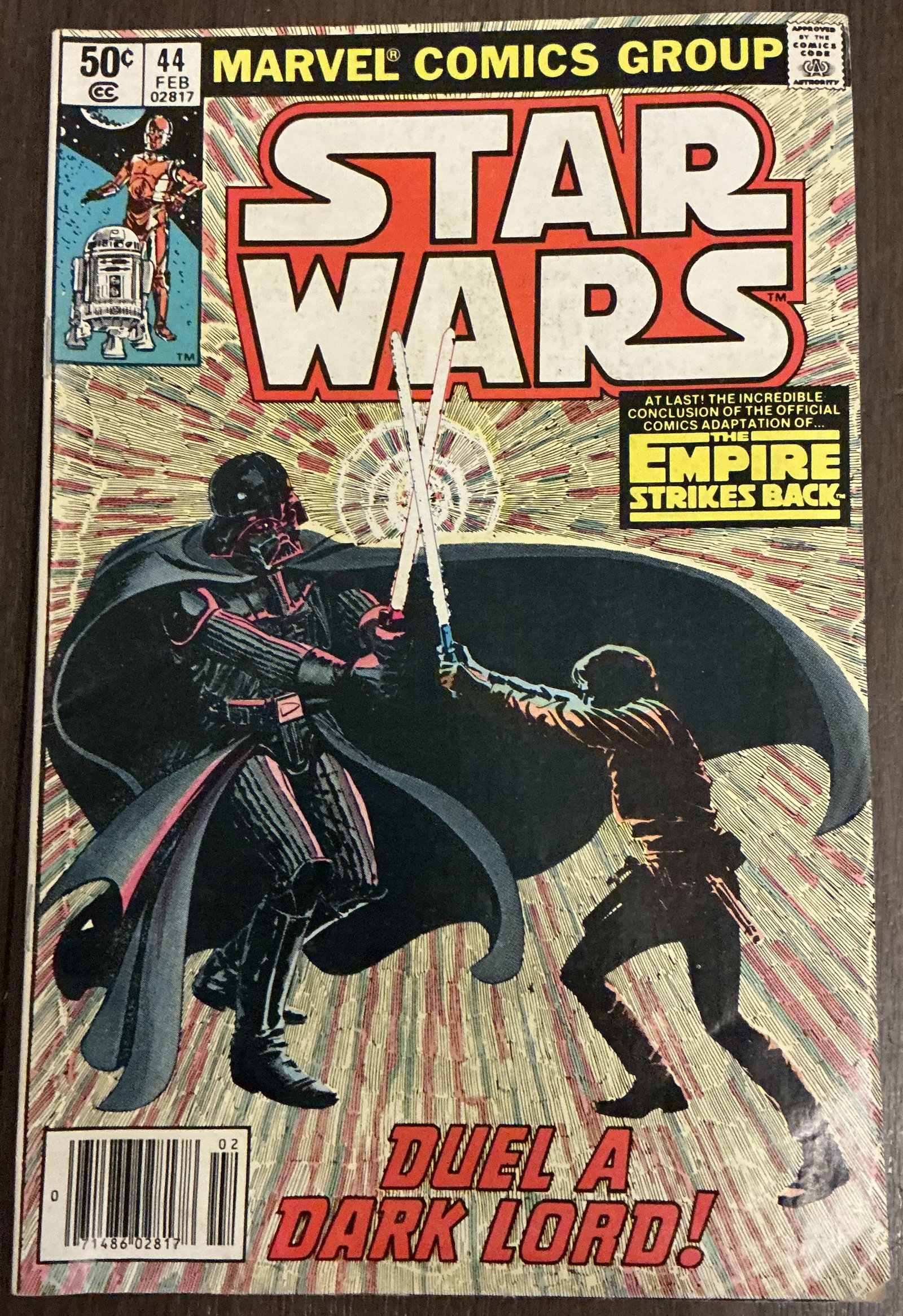 Marvel Comics Star Wars No. 44 Duel a Dark Lord No. 44: Marvel Comics Star Wars No. 44 Duel a Dark Lord No. 44 features one of the most iconic confrontations in science fiction history — the legendary lightsaber duel between Luke Skywalker and Darth Vade