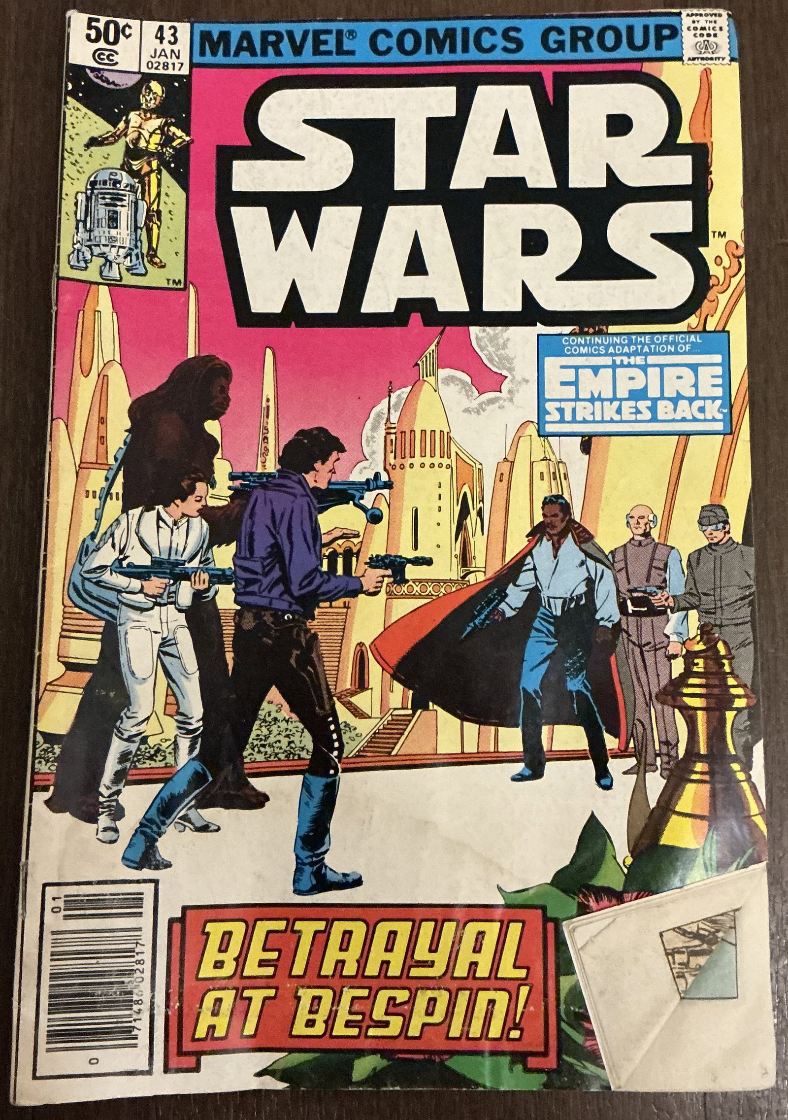 Marvel Comics Star Wars Betrayal at Bespin No. 43: Marvel Comics Star Wars Betrayal at Bespin No. 43 continues the official comic adaptation of The Empire Strikes Back, featuring the dramatic betrayal on Cloud City that became one of the defining