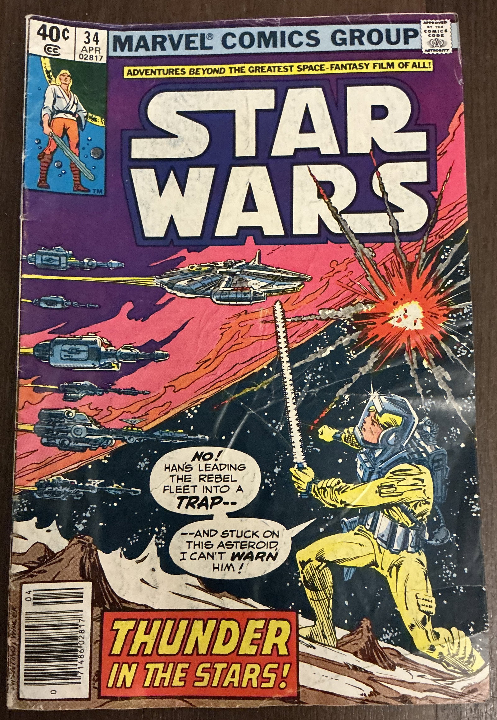 Marvel Comics Star Wars Thunder in the Stars No. 34: Marvel Comics Star Wars Thunder in the Stars No. 34 is a colorful and action-packed entry from the original Marvel Star Wars series, published in April 1980 during the height of the franchise’s