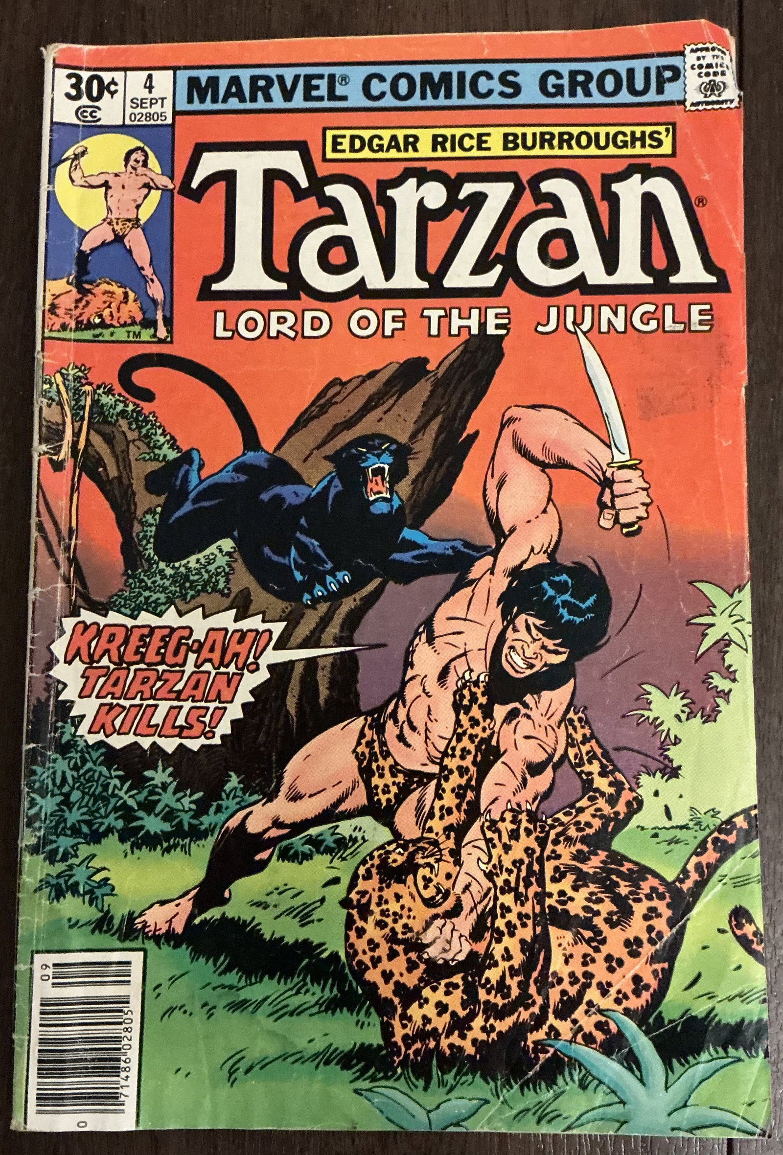 Marvel Comics Tarzan Lord of the Jungle No. 4: Marvel Comics Tarzan Lord of the Jungle No. 4 is an exciting Bronze Age adaptation of Edgar Rice Burroughs’ legendary jungle hero. Marvel’s late-1970s Tarzan series remains highly collectible due 