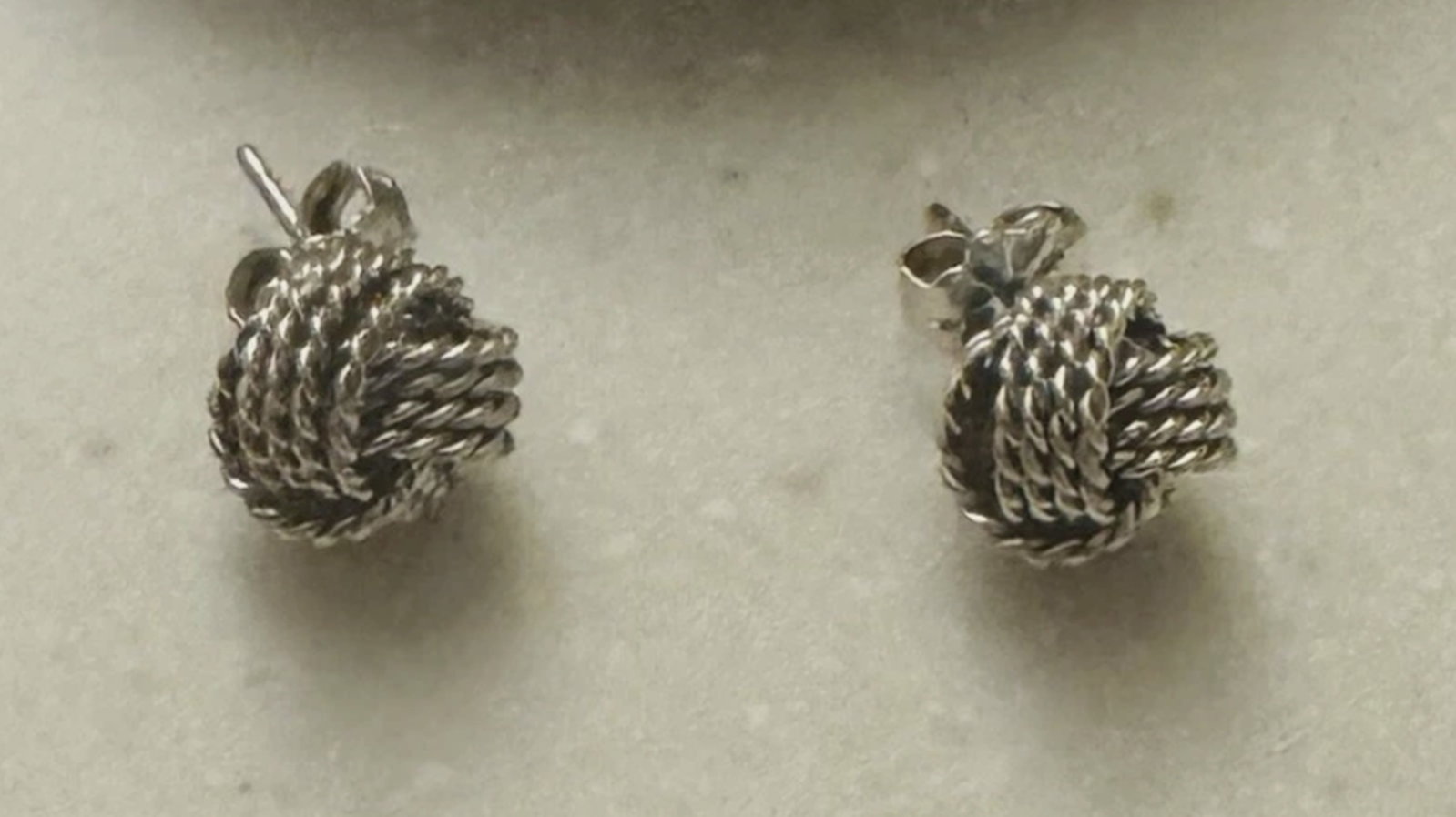 Tiffany & Co. Sterling Silver Somerset Mesh Knot Stud Earrings (1 of 1)