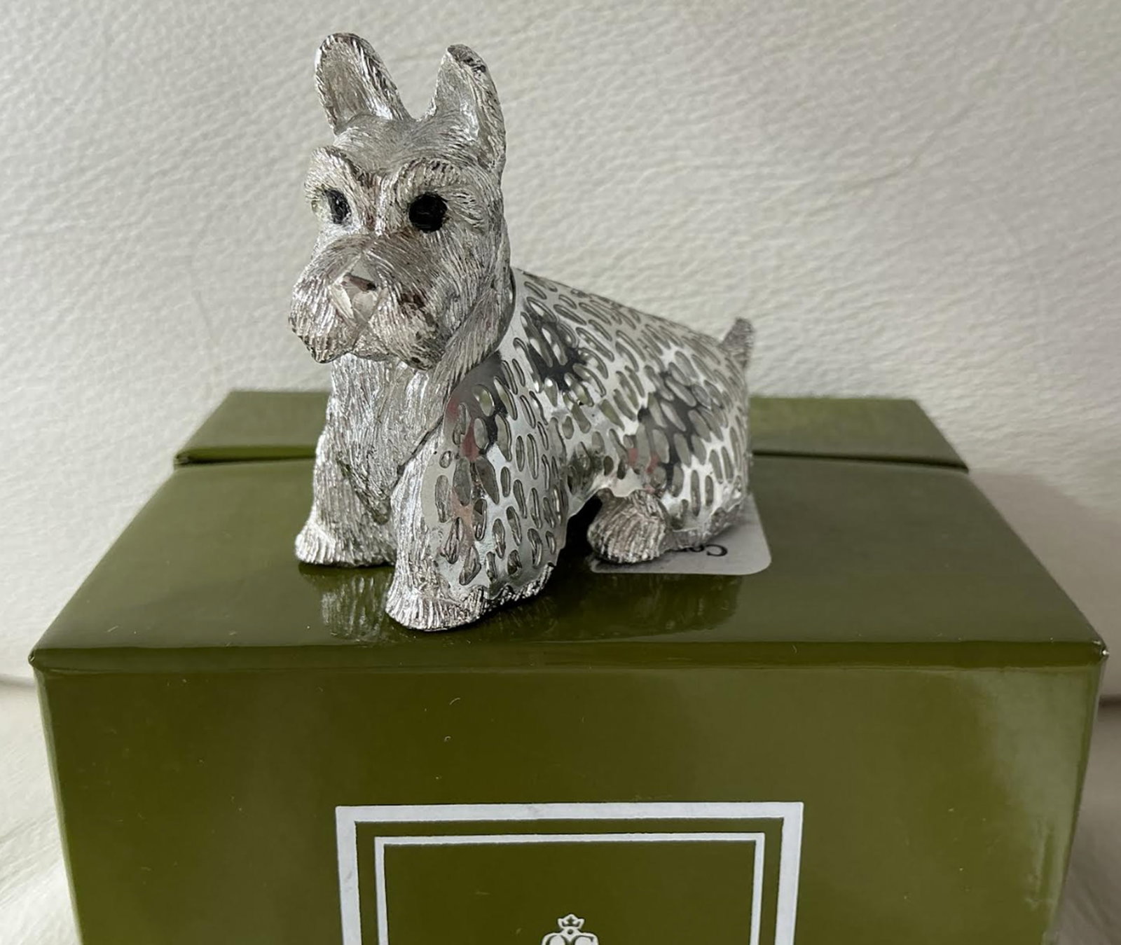 Christofle Lumiere Silver Plate Terrier Dog with Onyx Eyes With Orig Box (1 of 8)