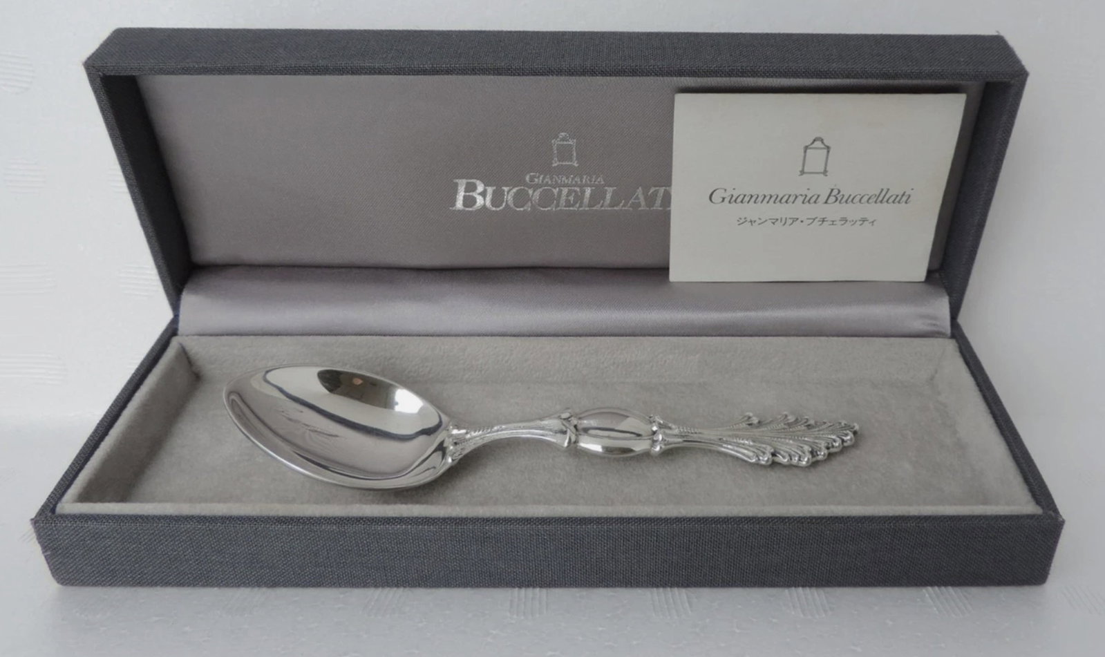 GIANMARIA BUCCELLATI STERLING SILVER SPOON With Orginal Case: GIANMARIA BUCCELLATI STERLING SILVER SPOON With Orginal Case. Measures approx 5 inches long. The vintage 1969 Tiny Tonka No. 820 Gift Set includes five construction toys featuring a Dump Truck from