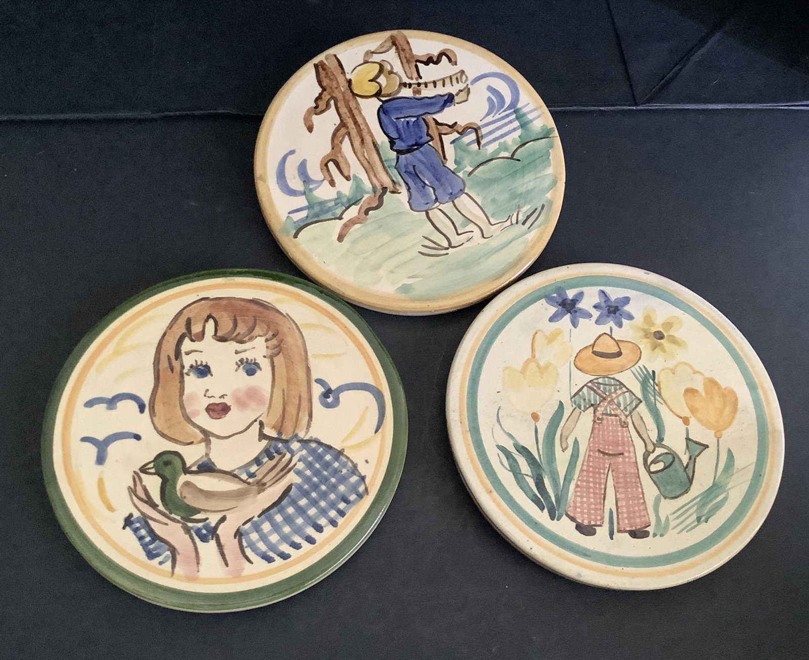 Hand Painted Wall Art Tiles Made in England Set of 3: Hand Painted Wall Art Tiles Made in England Set of 3 Measures approx 6.25 inches