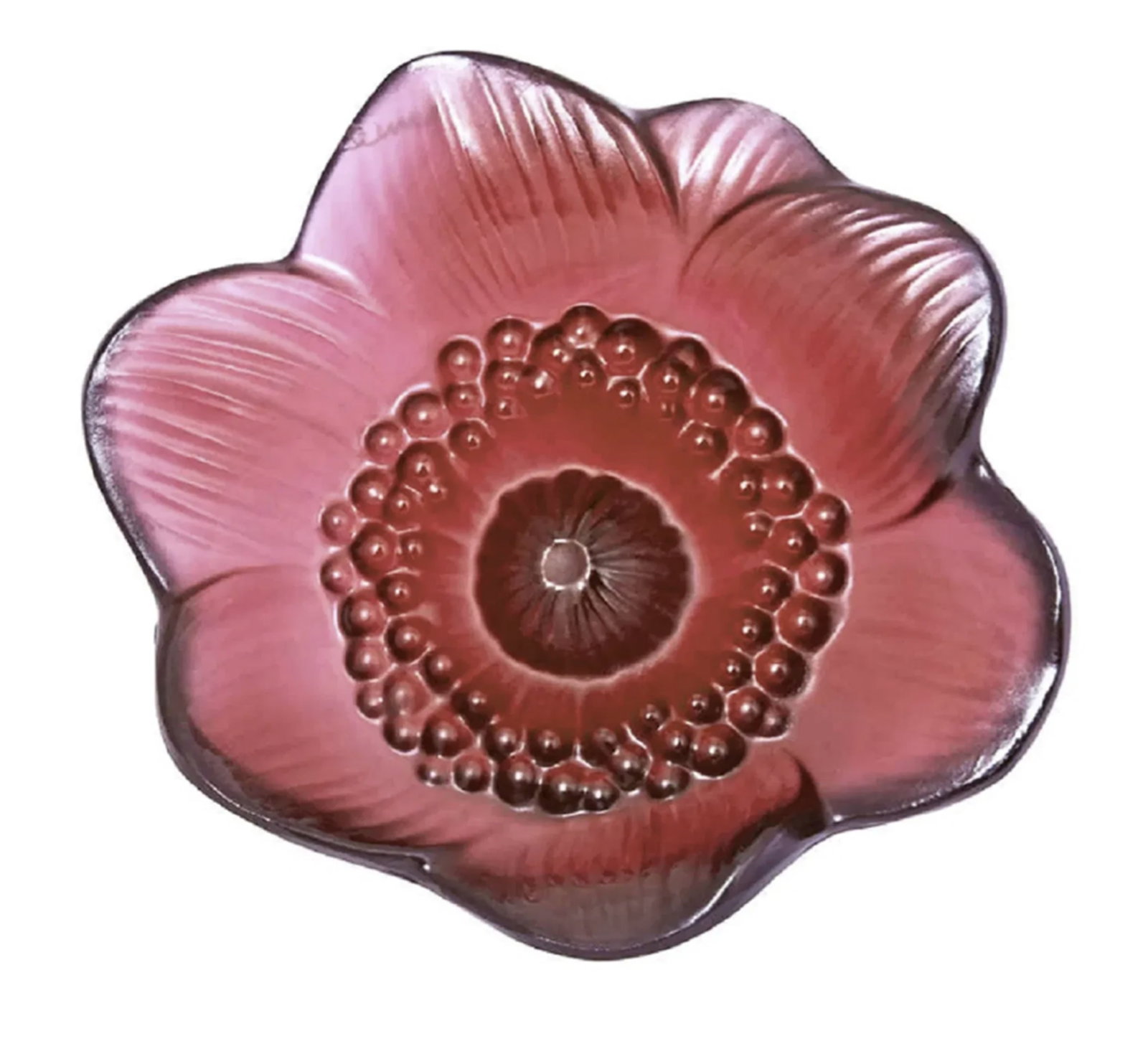 Lalique signed red Crystal flower Delicate flower With Orig Box (1 of 5)