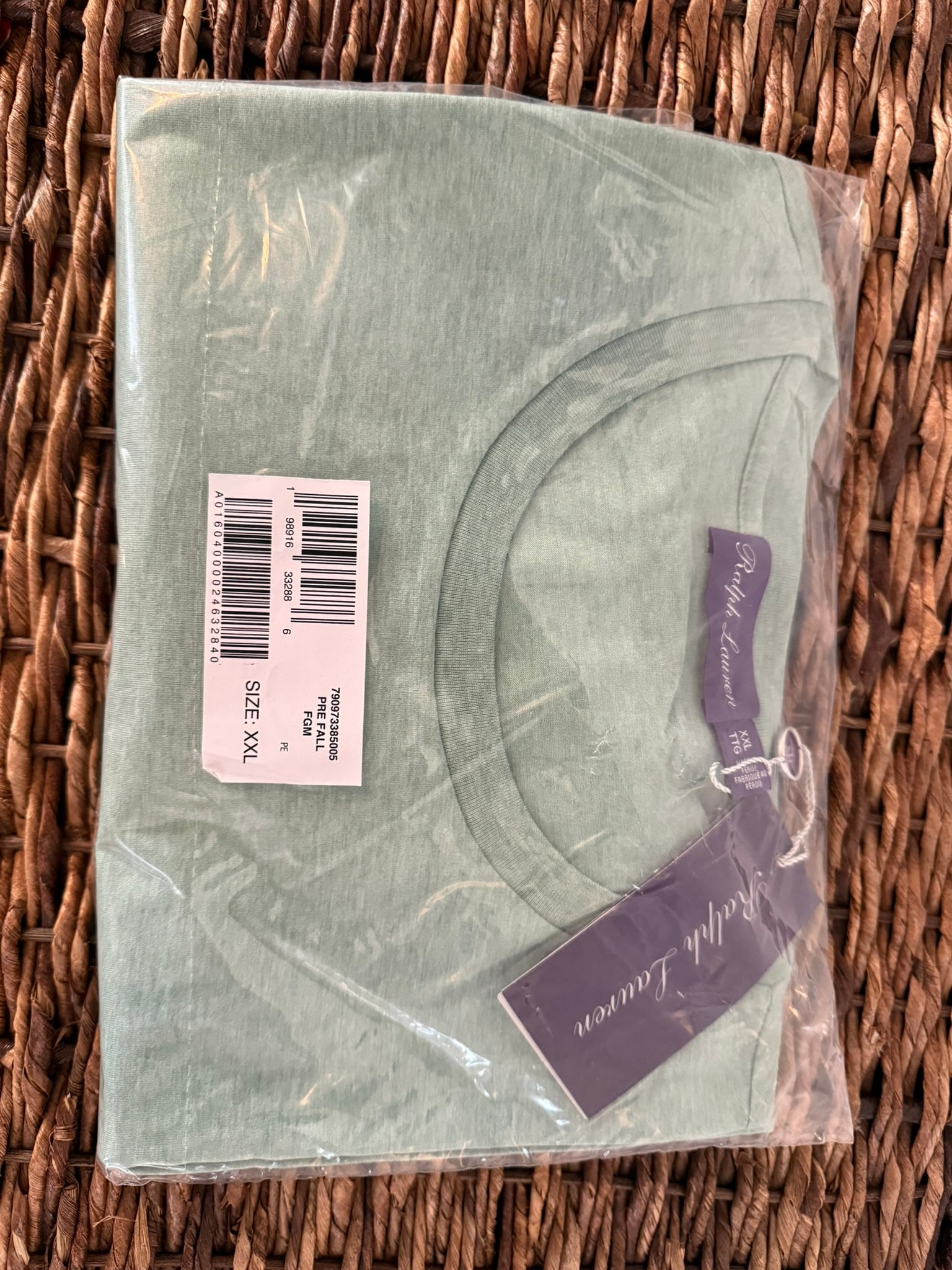 Men's Purple Label Ralph Lauren T-Shirt: Sage Men's Purple Label Ralph Lauren T-Shirt Lux Cotton Jersey T-shirt. New in original packaging, as shown in tan