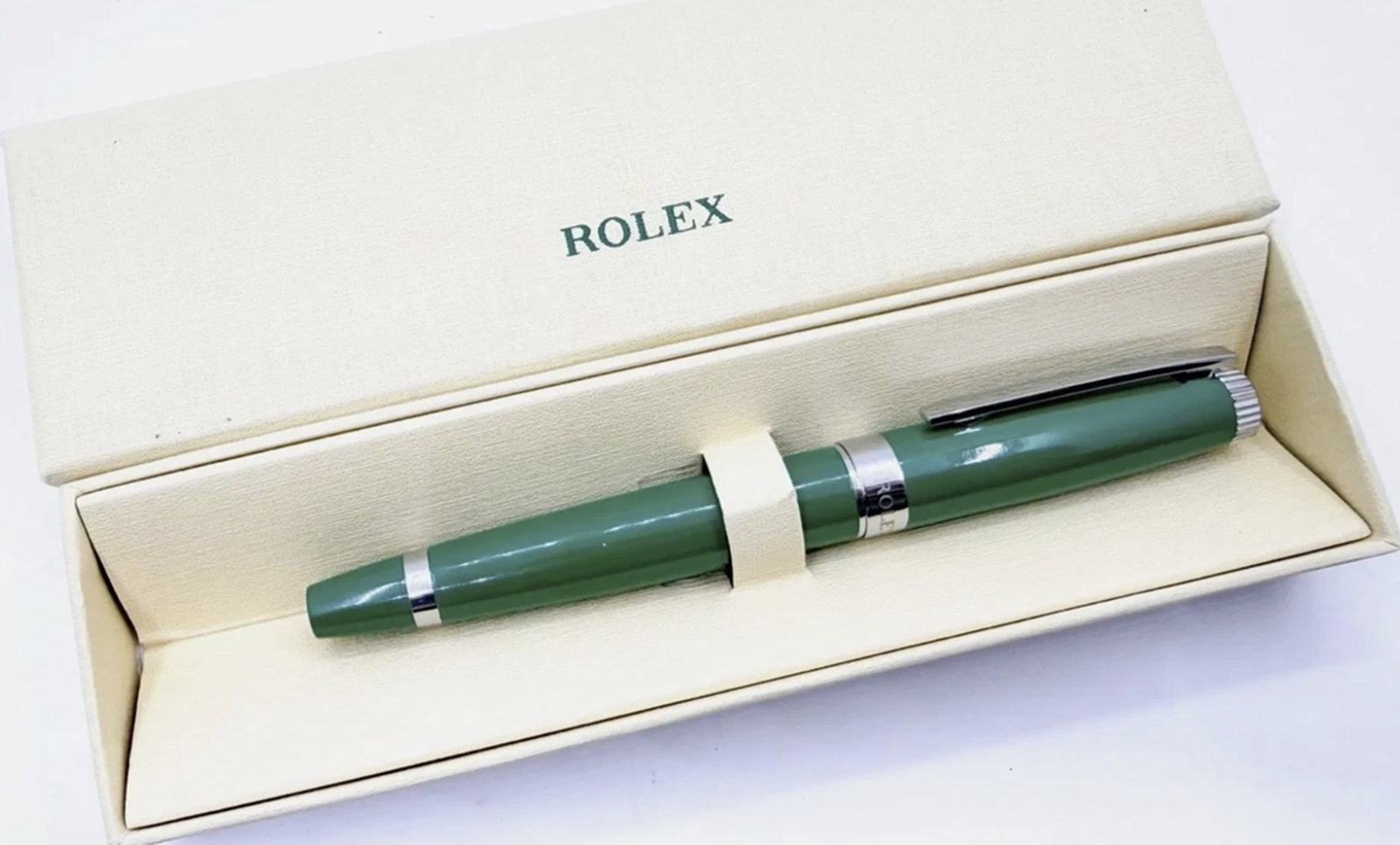 Rolex Rollerball Pen Metal Green Lacquer Twist With Box (1 of 6)