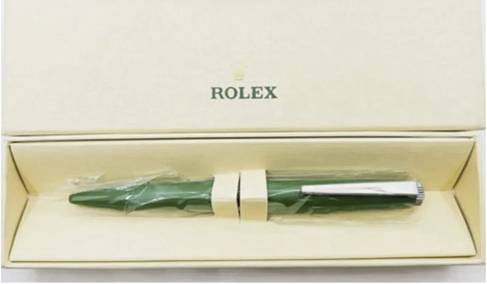 Rolex Rollerball Pen Metal Green Lacquer Twist With Box: Rolex Rollerball Pen Metal Green Lacquer Twist With Box