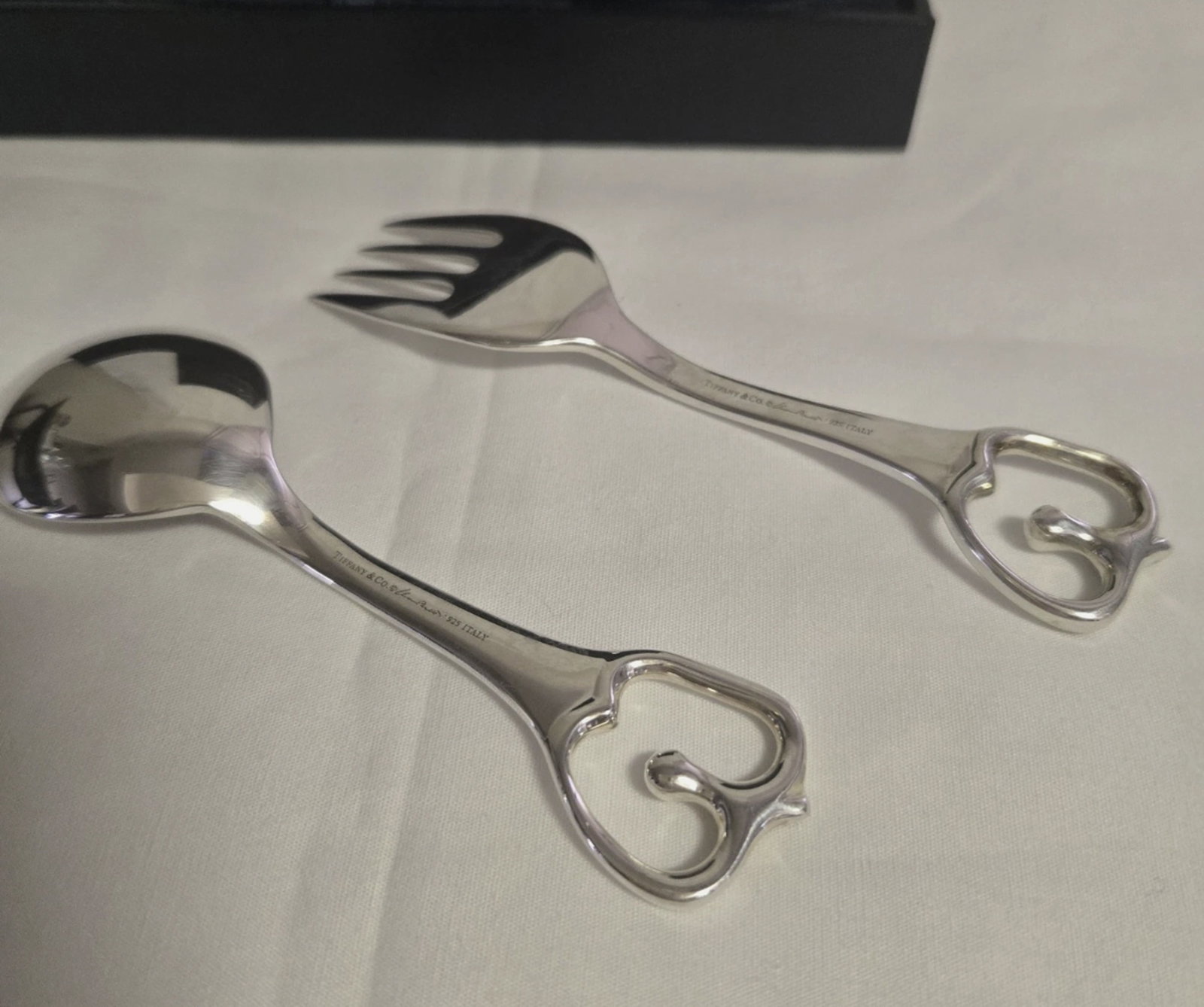 TIFFANY & CO. Sterling Silver Apple Elsa Peretti Baby Spoon and Fork Set With Box - 3