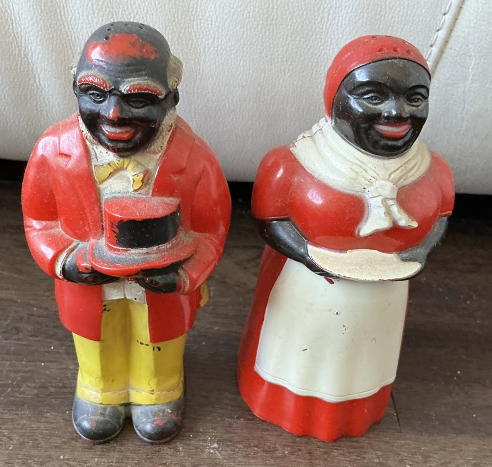 Black Americana Era Aunt Jemima and Uncle Mose Salt and Pepper Shakers: Black Americana Era Aunt Jemima and Uncle Mose Salt and Pepper Shakers. Measures apprxox 5 inches tall