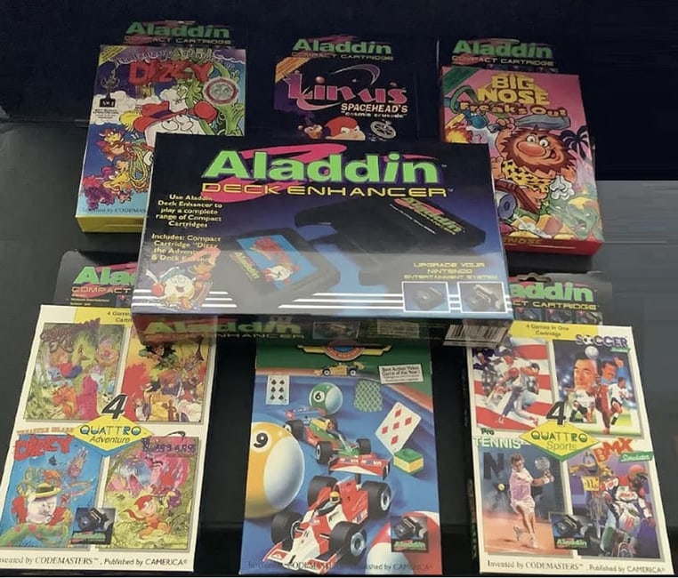 NINTENDO ALADDIN DECK ENHANCER NES WITH BUNDLE OF 7 GAMES WIITH ORIG BOX NEW SEALED (1 of 5)
