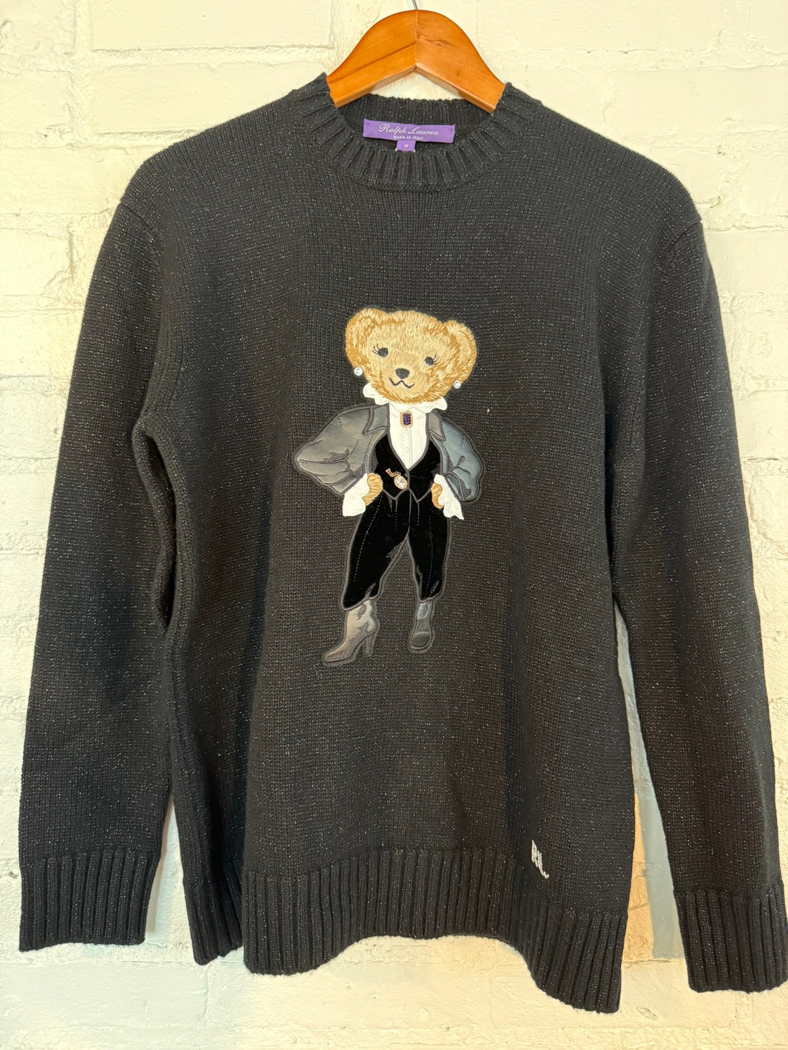 Women's Ralph Lauren Collection Sweater vest: Brand new with tags Collection polo bear sweater Black w/metallic