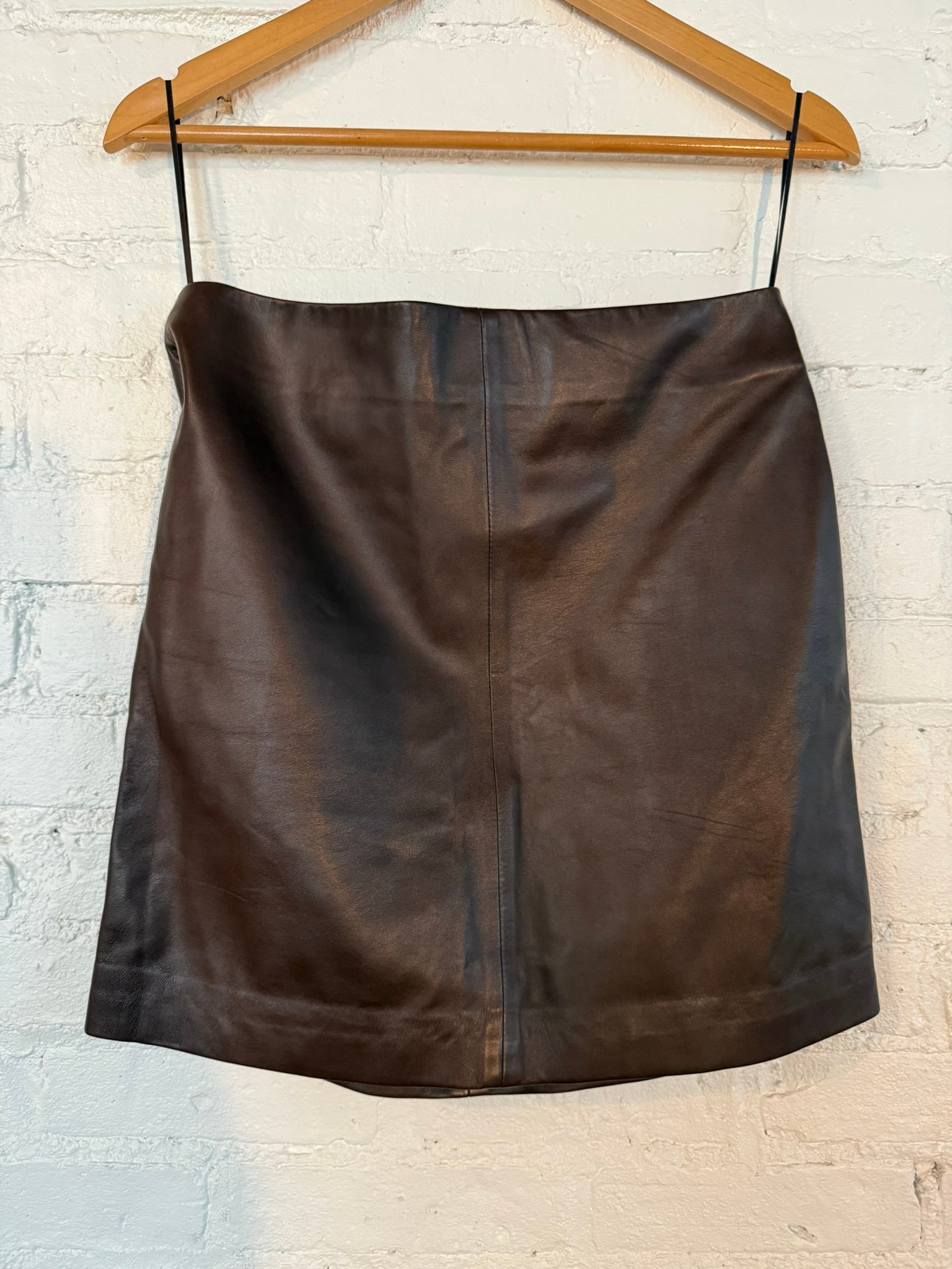 Lauren Ralph Lauren Leather Skirt: Size two, new Brown