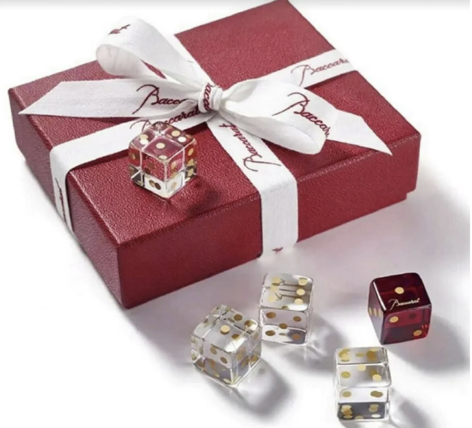 Baccarat Signed Dice Set of 5 with Orig Box Made in France: Baccarat Signed Dice Set of 5 with Orig Box Made in France