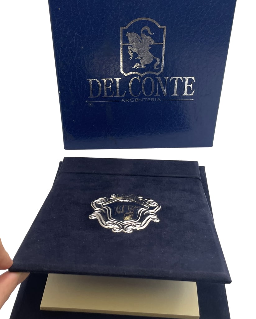 Del Conte Italian Felt and Sterling Silver Desk Pad Holder New in Box (1 of 7)