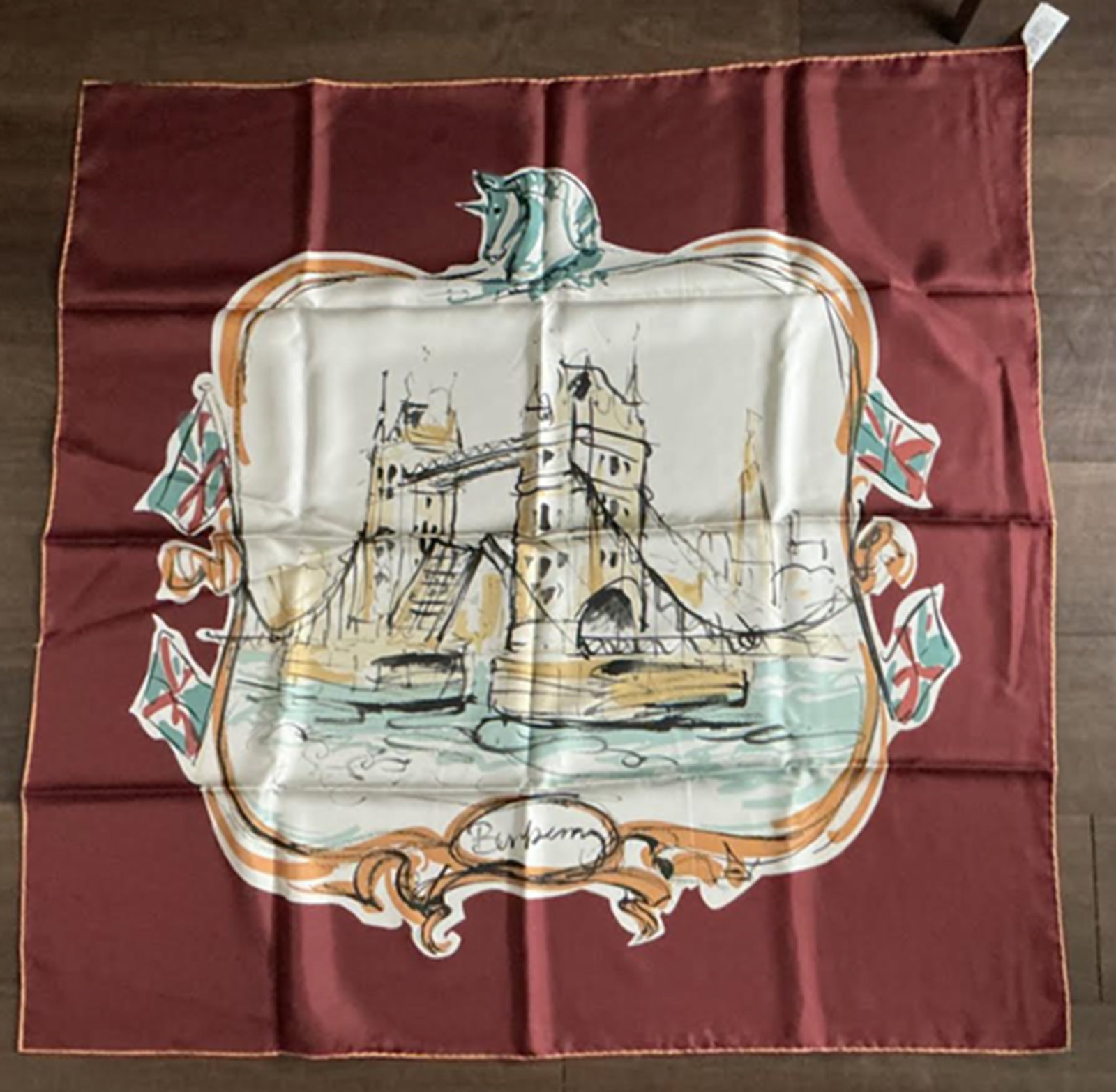Burberry Silk Scarf Made in Italy: Burberry Silk Scarf Made in Italy . Measures approx 36" x 36" Never Worn New Conditon no stains or damage