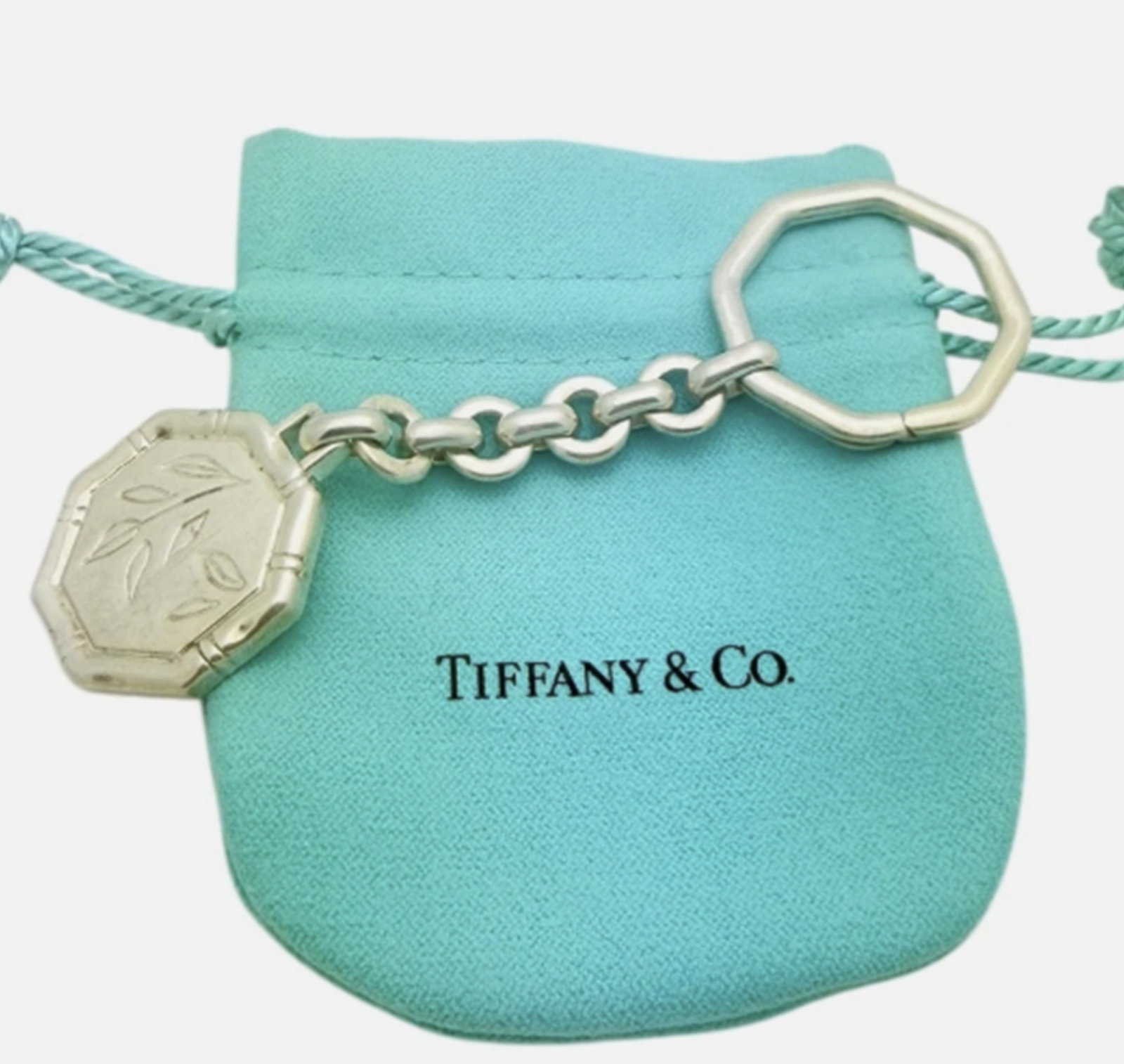 Tiffany & Co Sterling Silver Bamboo Key Chain Ring With Pouch (1 of 5)