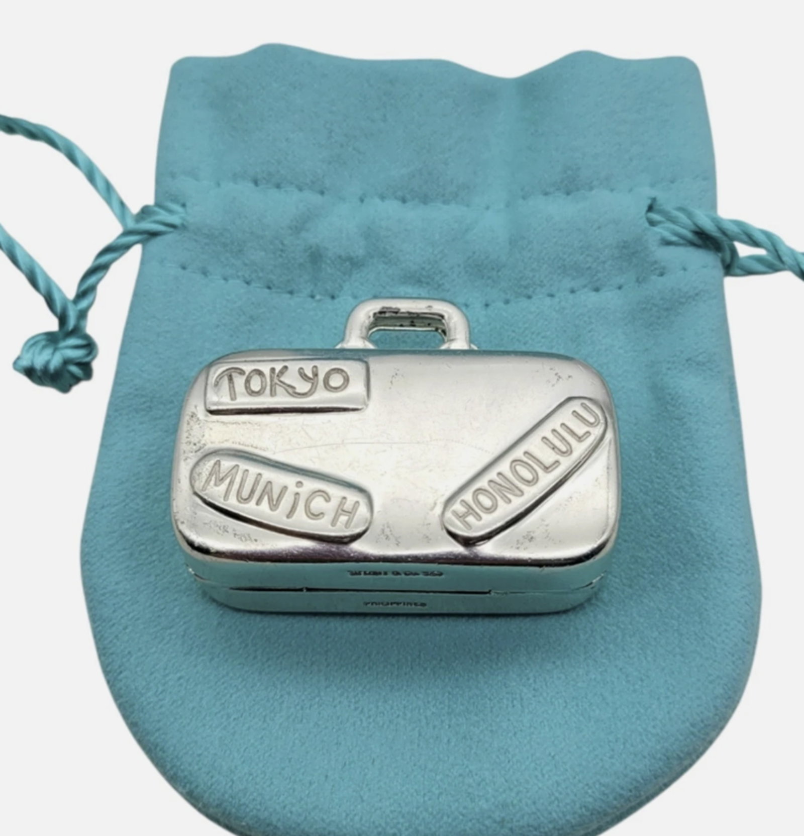 Tiffany & Co Sterling silver Luggage Suitcase Travel Pill Box With Box (1 of 6)