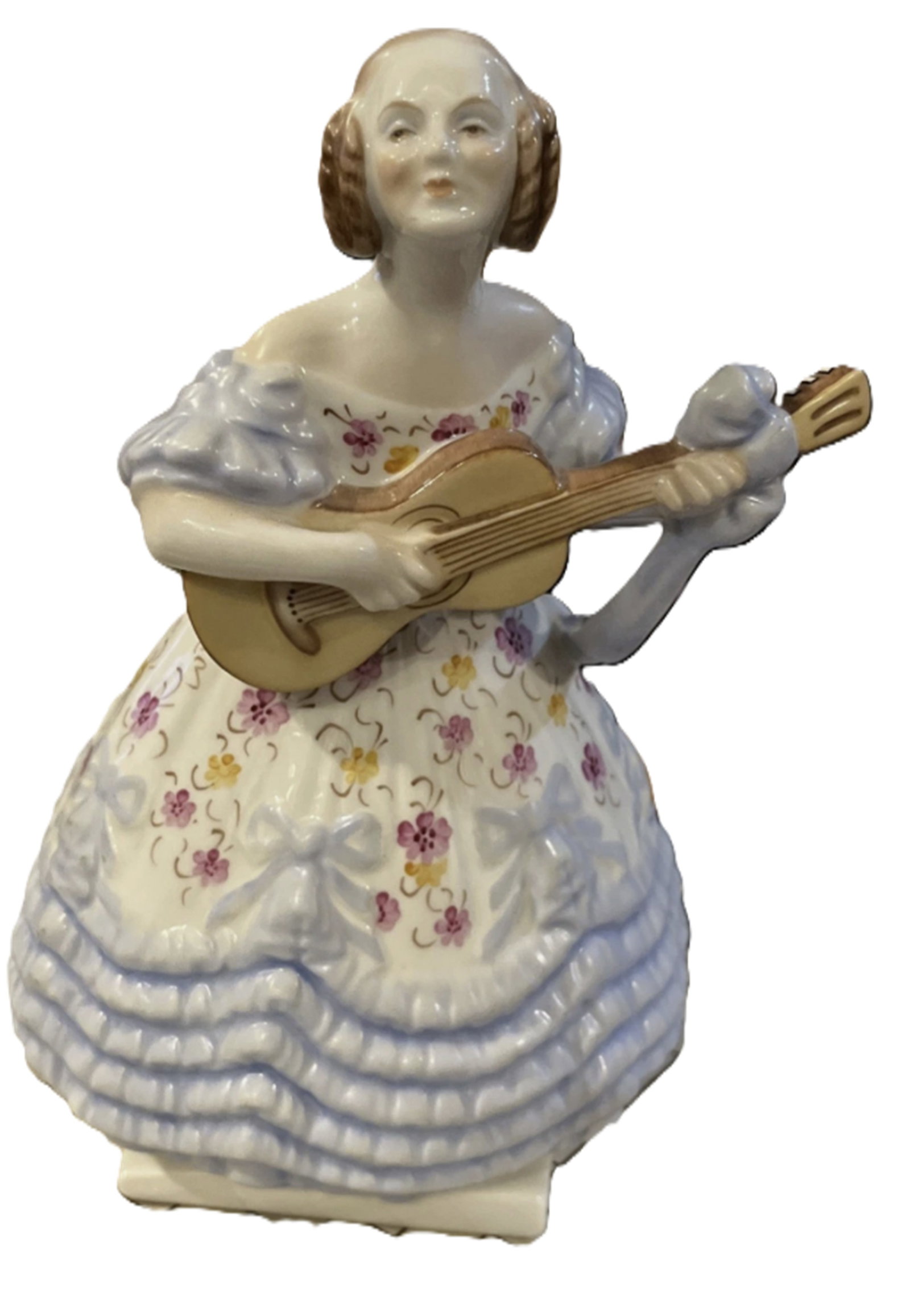 Herend porcelain girl playing guitar Blue Figurine Deryne (1 of 5)
