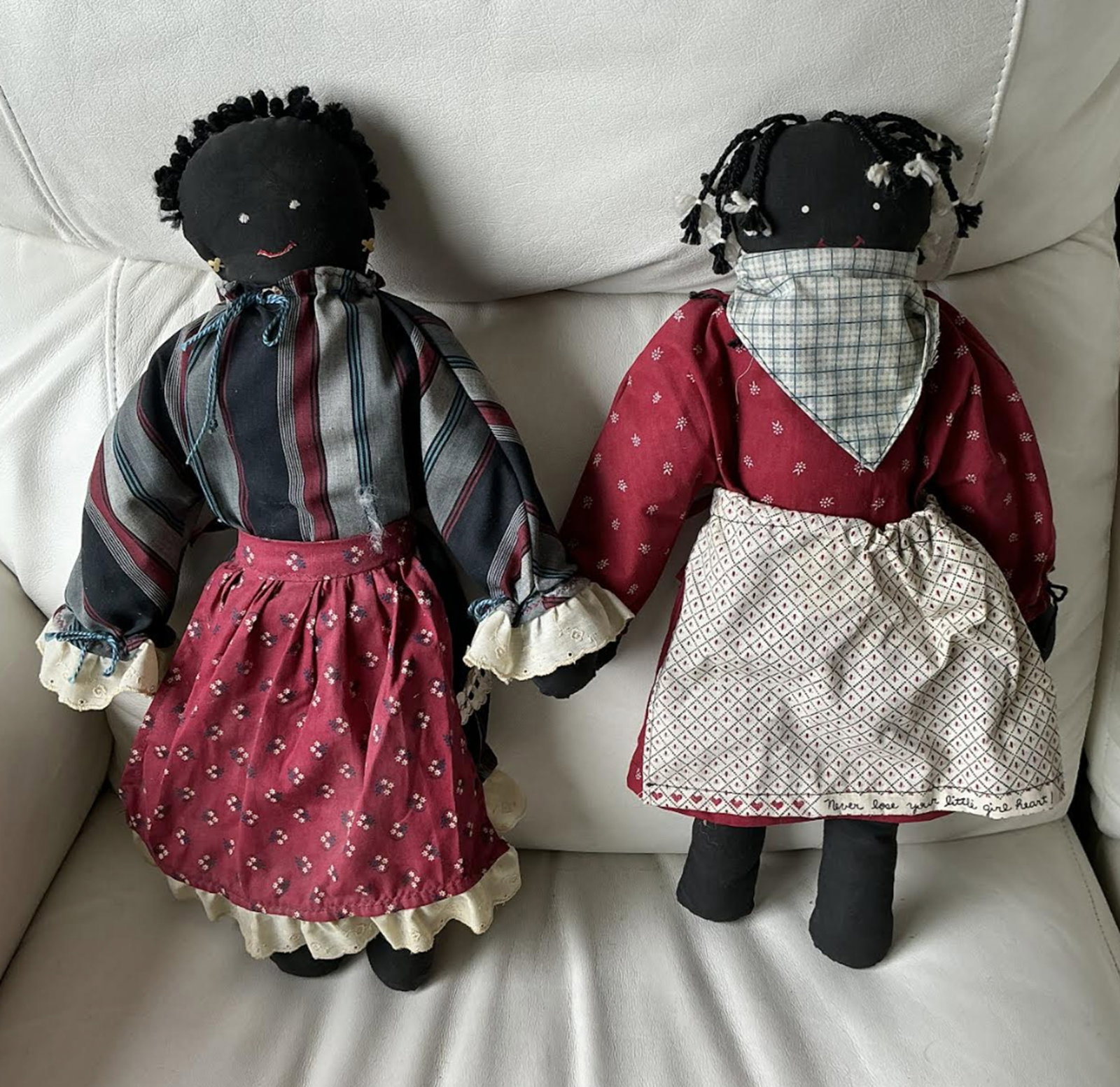 Cloth Rag Art Dolls: Rag Doll Collection. Handmade. Measures approx 16.5 and 28 inches tall