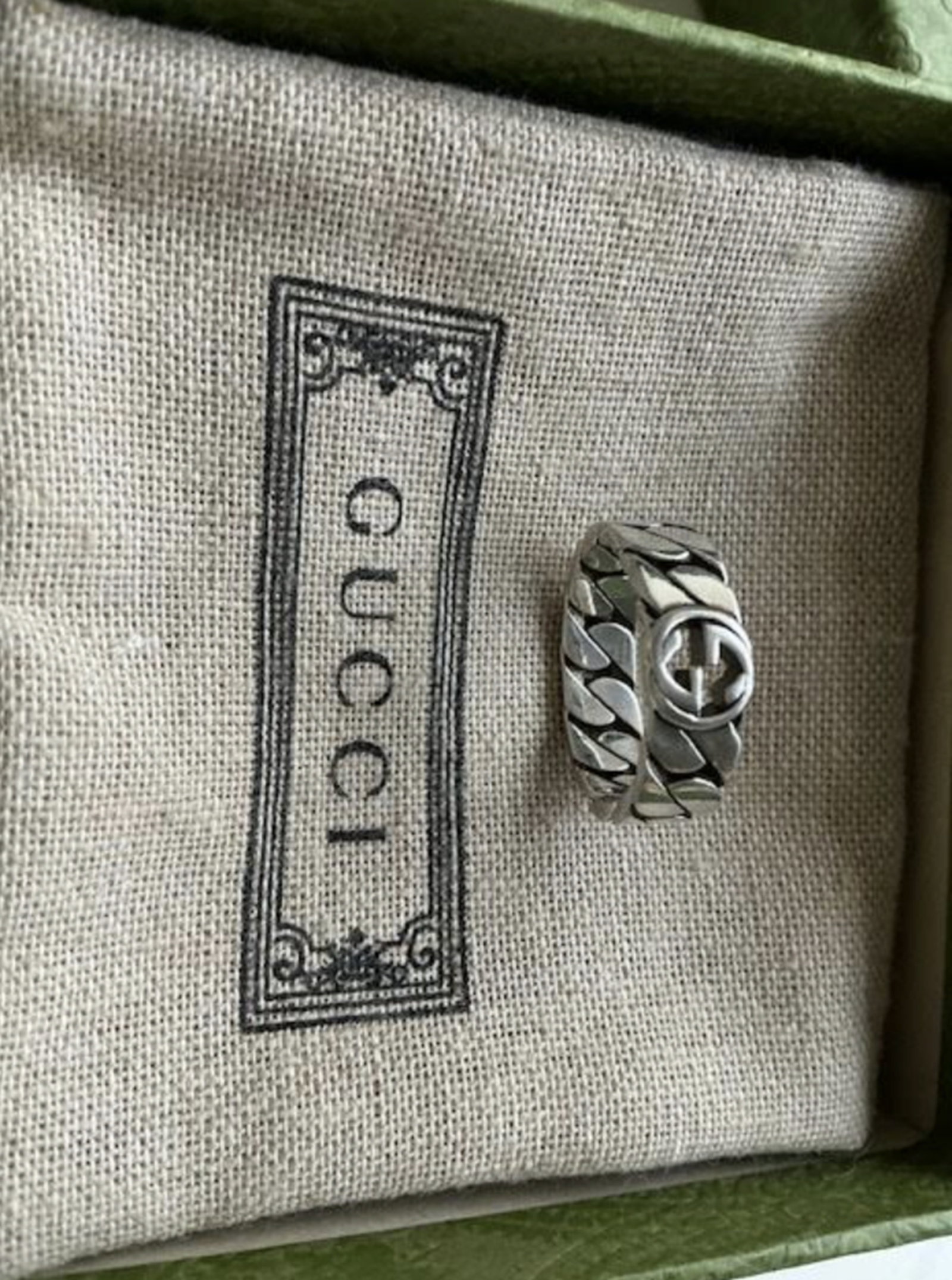 Gucci Sterling Silver Interlocking Ring With Orig Box - 3