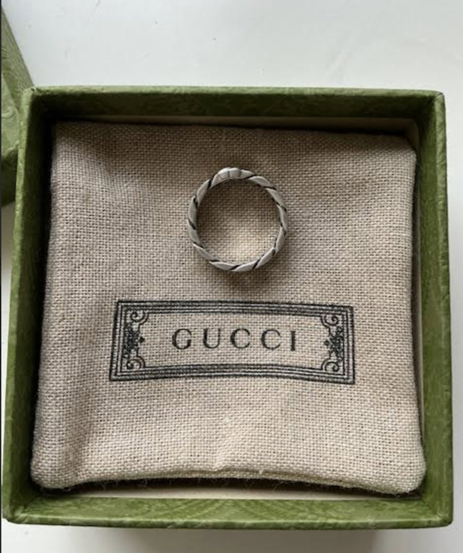 Gucci Sterling Silver Interlocking Ring With Orig Box - 4