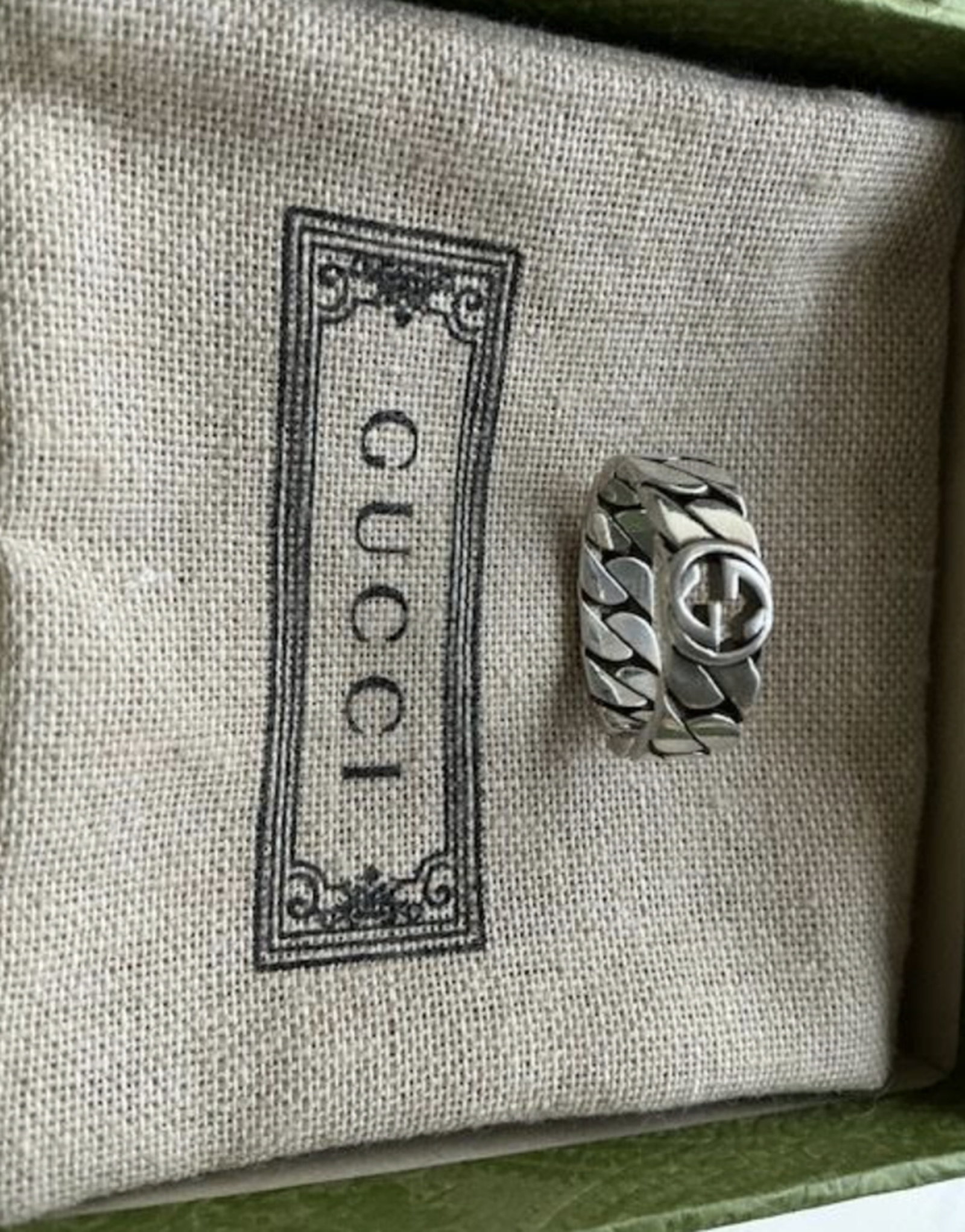 Gucci Sterling Silver Interlocking Ring With Orig Box - 5