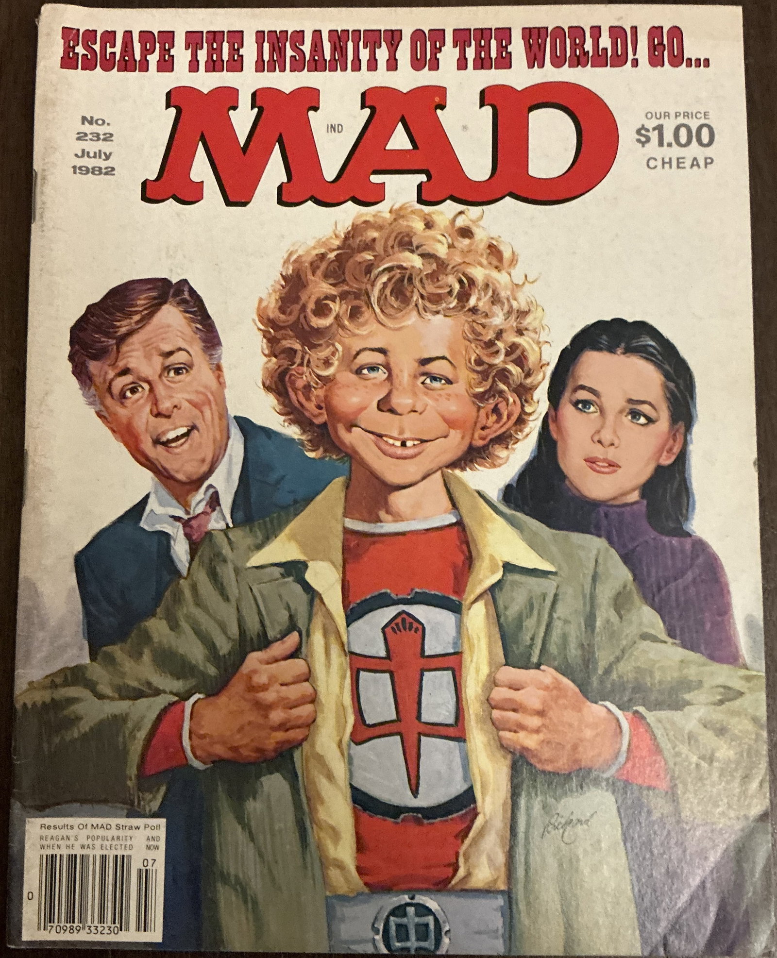 MAD Magazine Escape the Insanity of the World By Alfred E. Neuman No. 232 1982 (1 of 5)