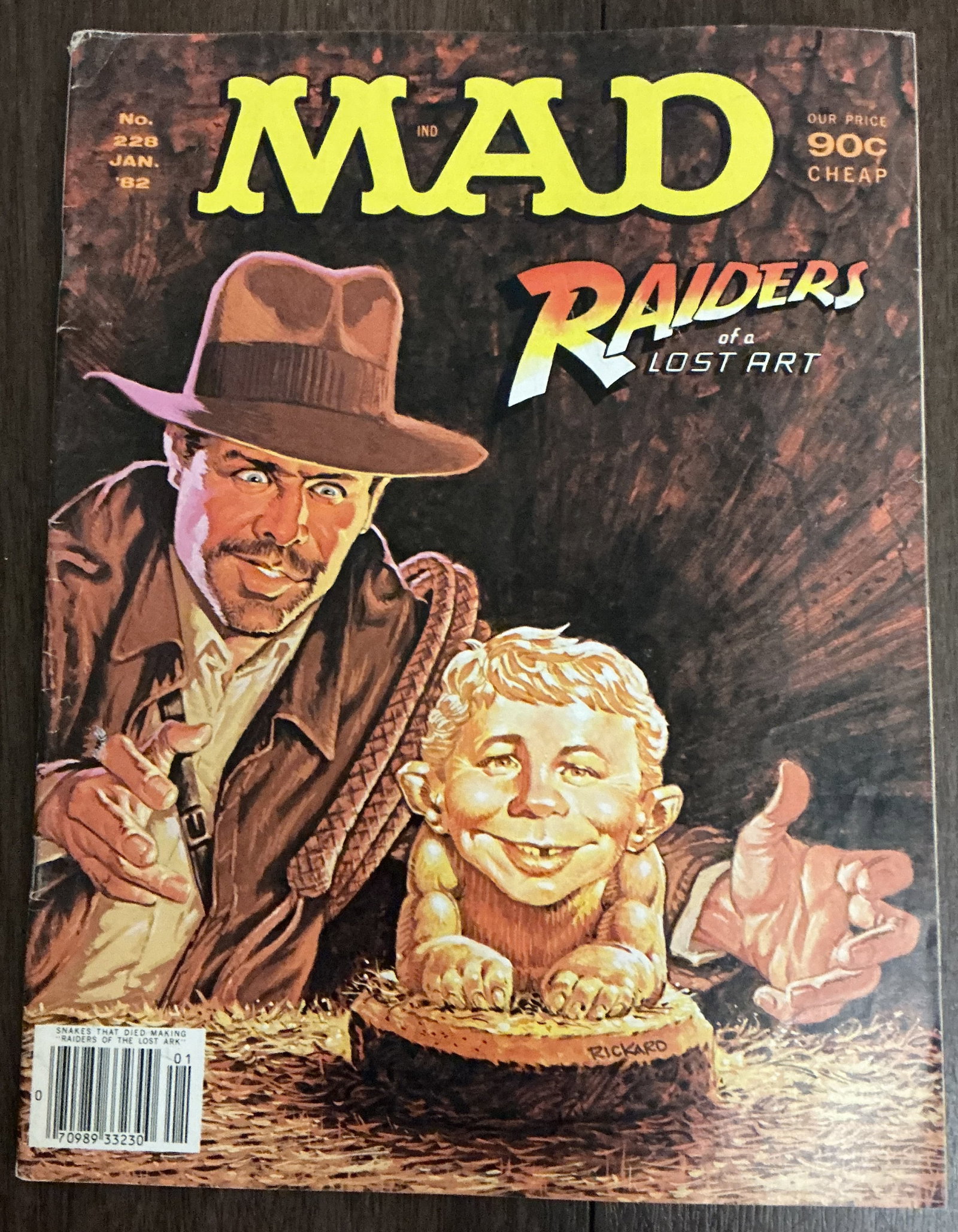 MAD Magazine Raiders of the Lost Art No. 228 January 1982: MAD Magazine Raiders of the Lost Art No. 228 January 1982 is inspired by Raiders of the Lost Ark. Includes satirical takes on popular films, television, and culture of the early 1980s, with cover art 