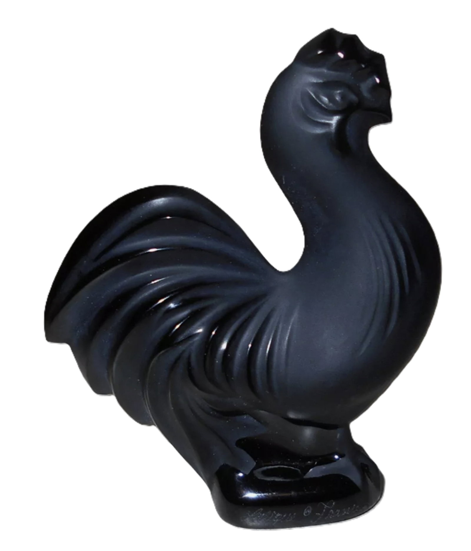 Lalique Signed Black Crystal Rosster Figurine With Orig Box Made in France: Lalique Signed Black Crystal Rosster Figurine With Orig Box Made in France. Measures approx height 3 in. x width 2.5 in. No Chips or cracks present