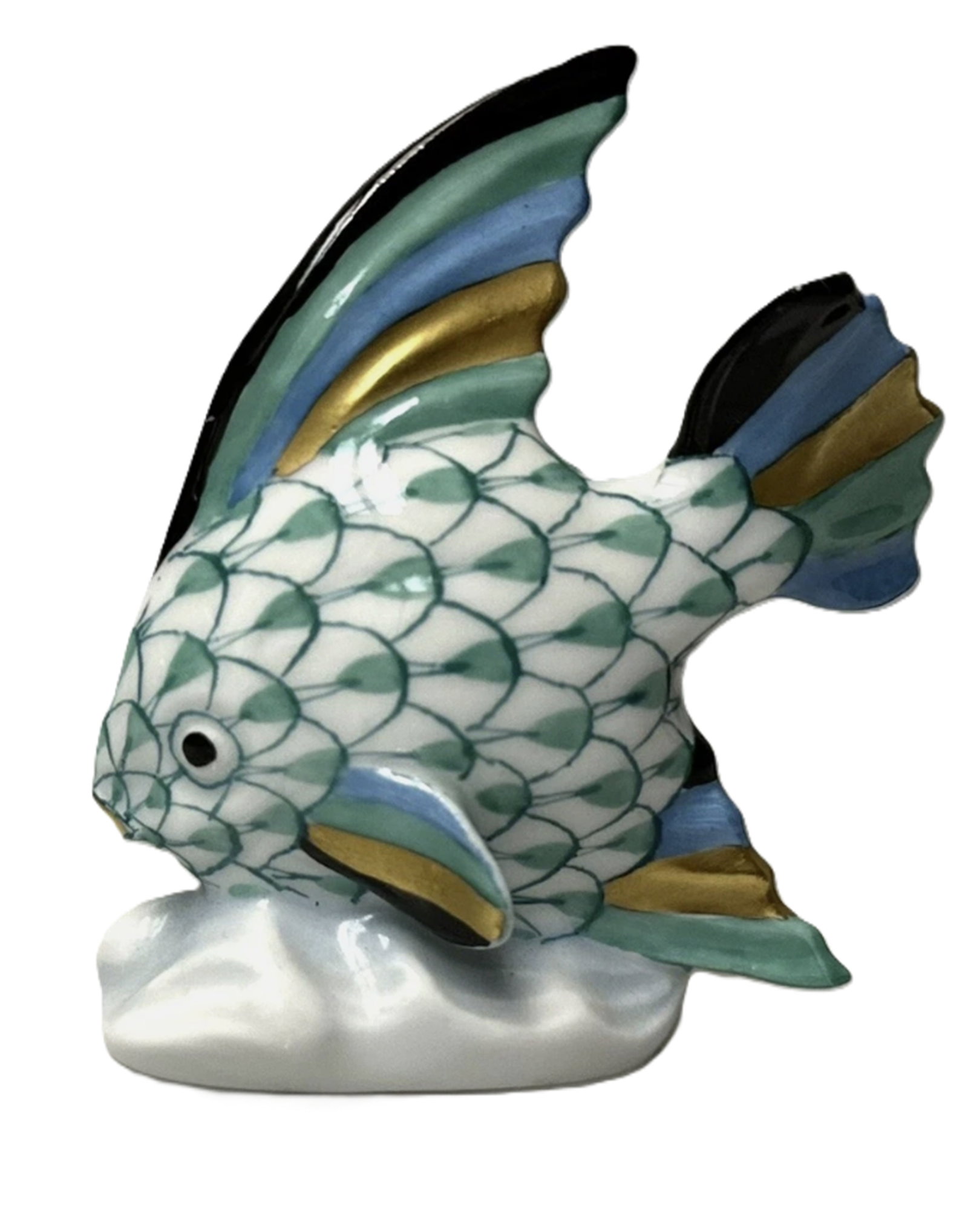 Herend Signed Porcelain Green Fishnet ANGEL FISH Figurine Statuette Made in Hungary (1 of 5)