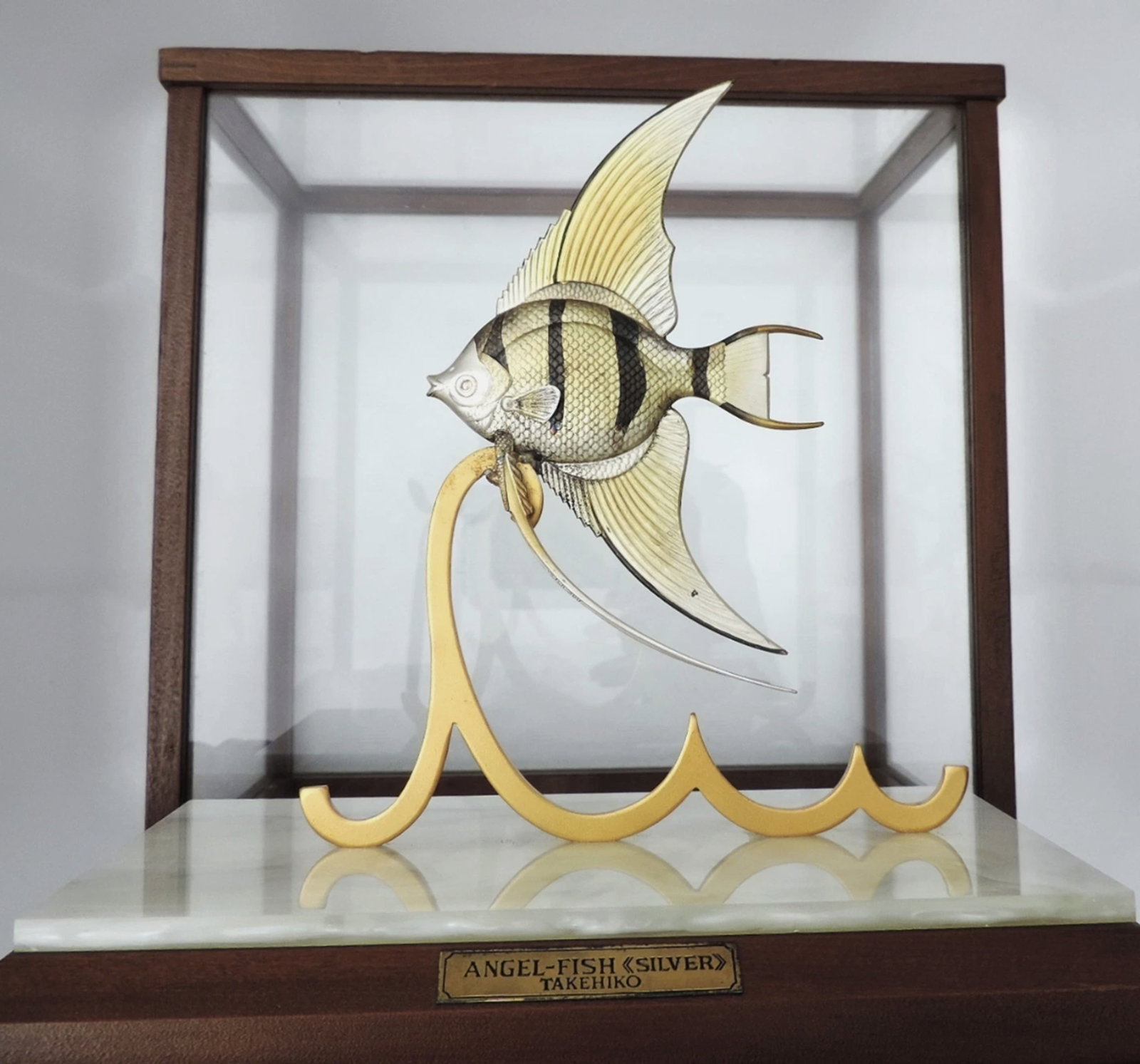 Japanese Sterling Silver Angel Fish Figurine Sculpture by Takehiko In Display Case (1 of 9)
