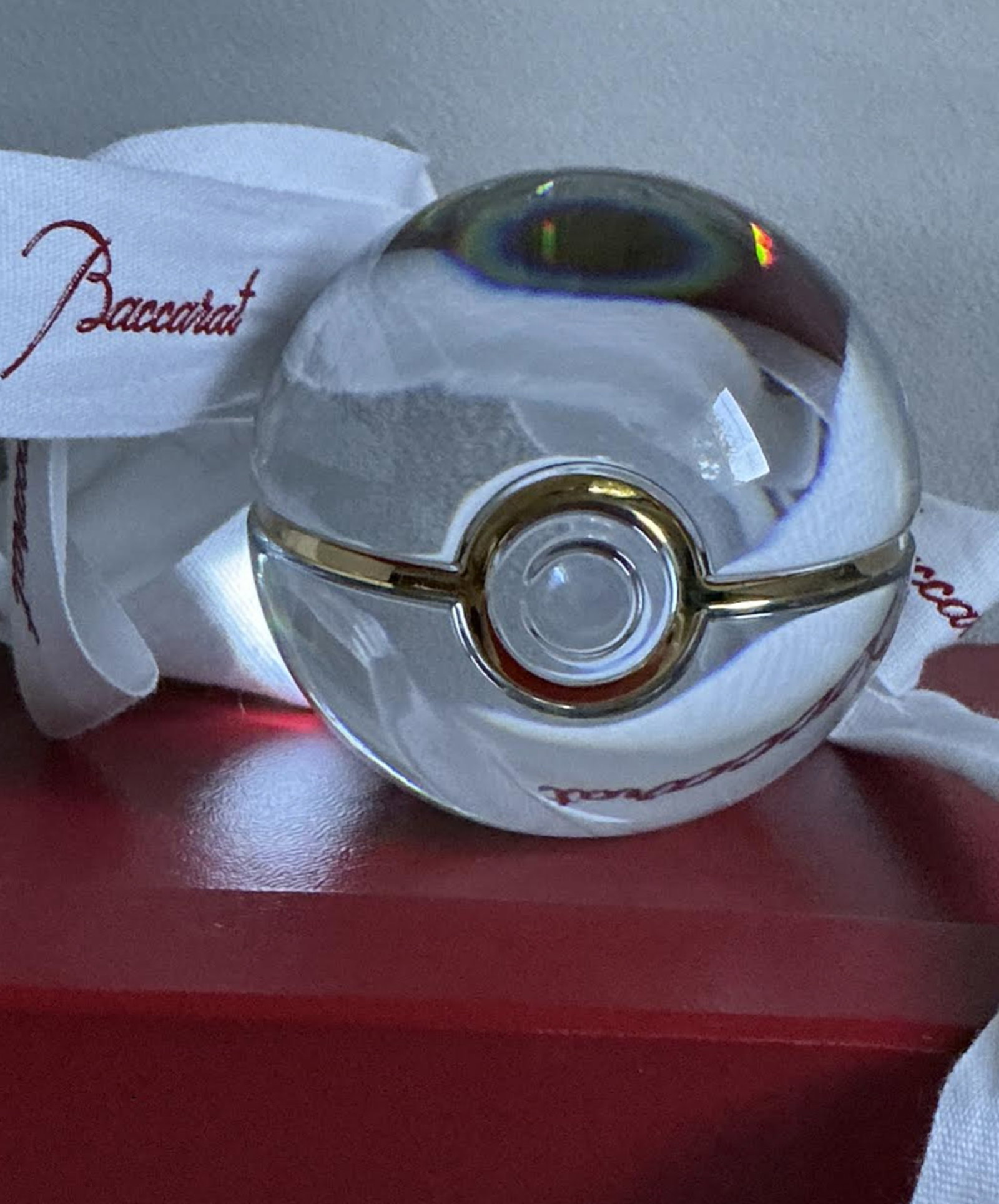 Baccarat Signed Nintendo Crystal Pokemon Poke Ball Figurine With Orig Box NEW: Baccarat Signed Nintendo Crystal Pokemon Poke Ball With Orig Box With Ribbon NEW with all paperwork Approx 3 inches across