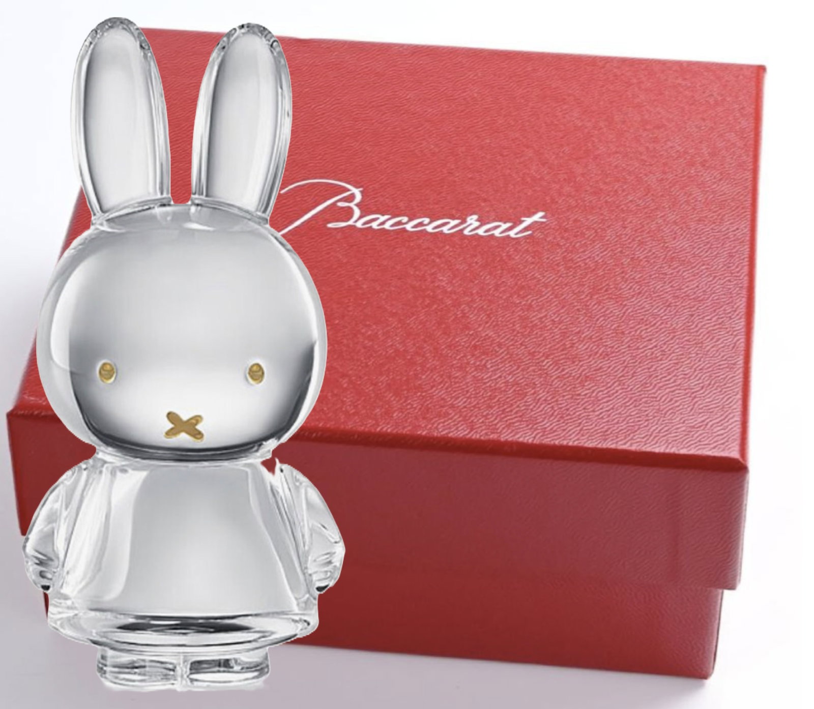 Baccarat Signed Miffy Figurine With Orig Box: Baccarat Signed Miffy With Orig Box . Baccarat Crystal Miffy Nijntje Rabbit for 2023 the Chinese Year of the Rabbit. Item Number: 2815127. Designed by Dick Bruna. Size: H: 4" x L: 2" x W: 1.6".