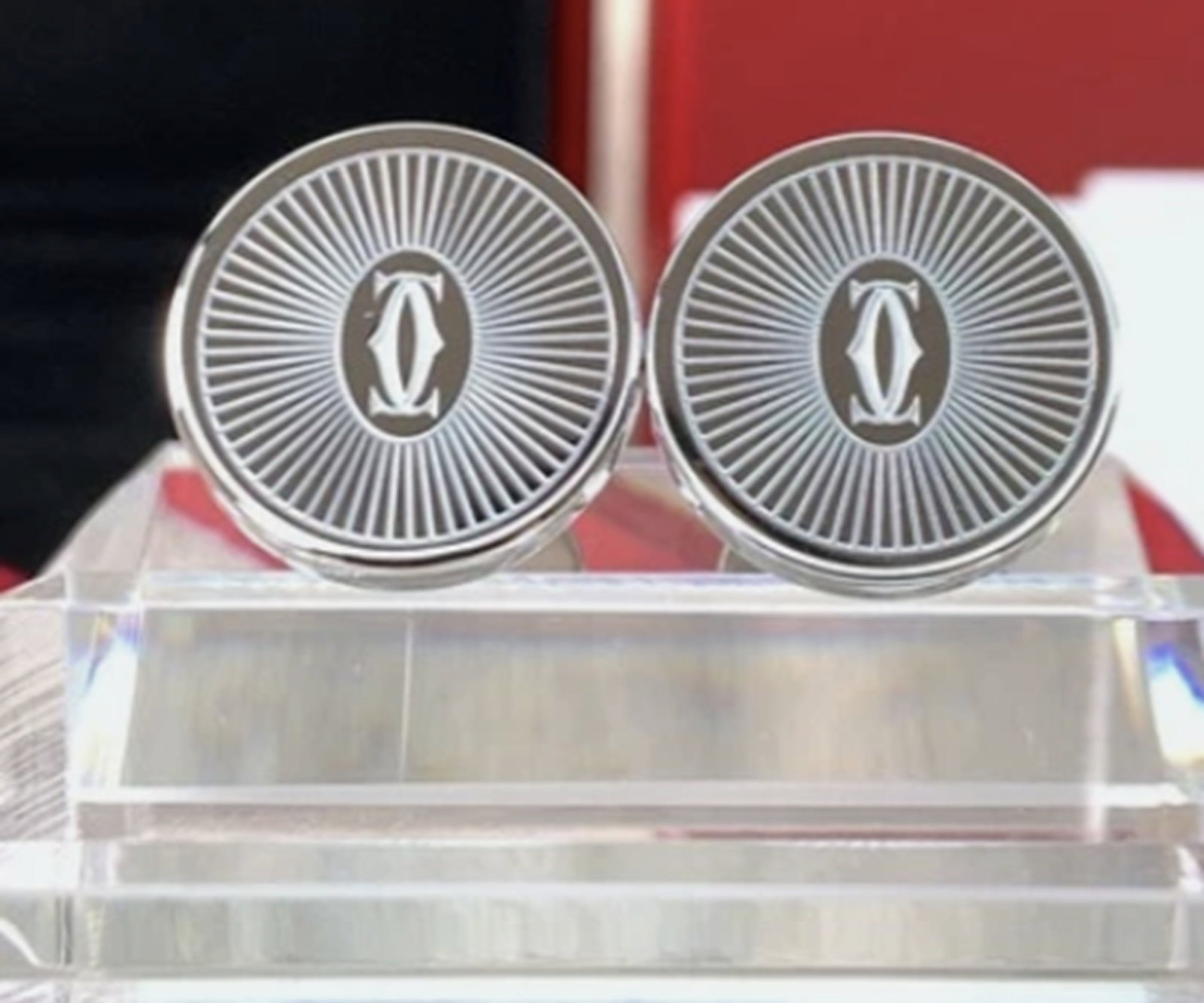 Cartier Cufflinks Double C Logo Palladium Finished 925 Sterling Silver with Orig Box (1 of 6)