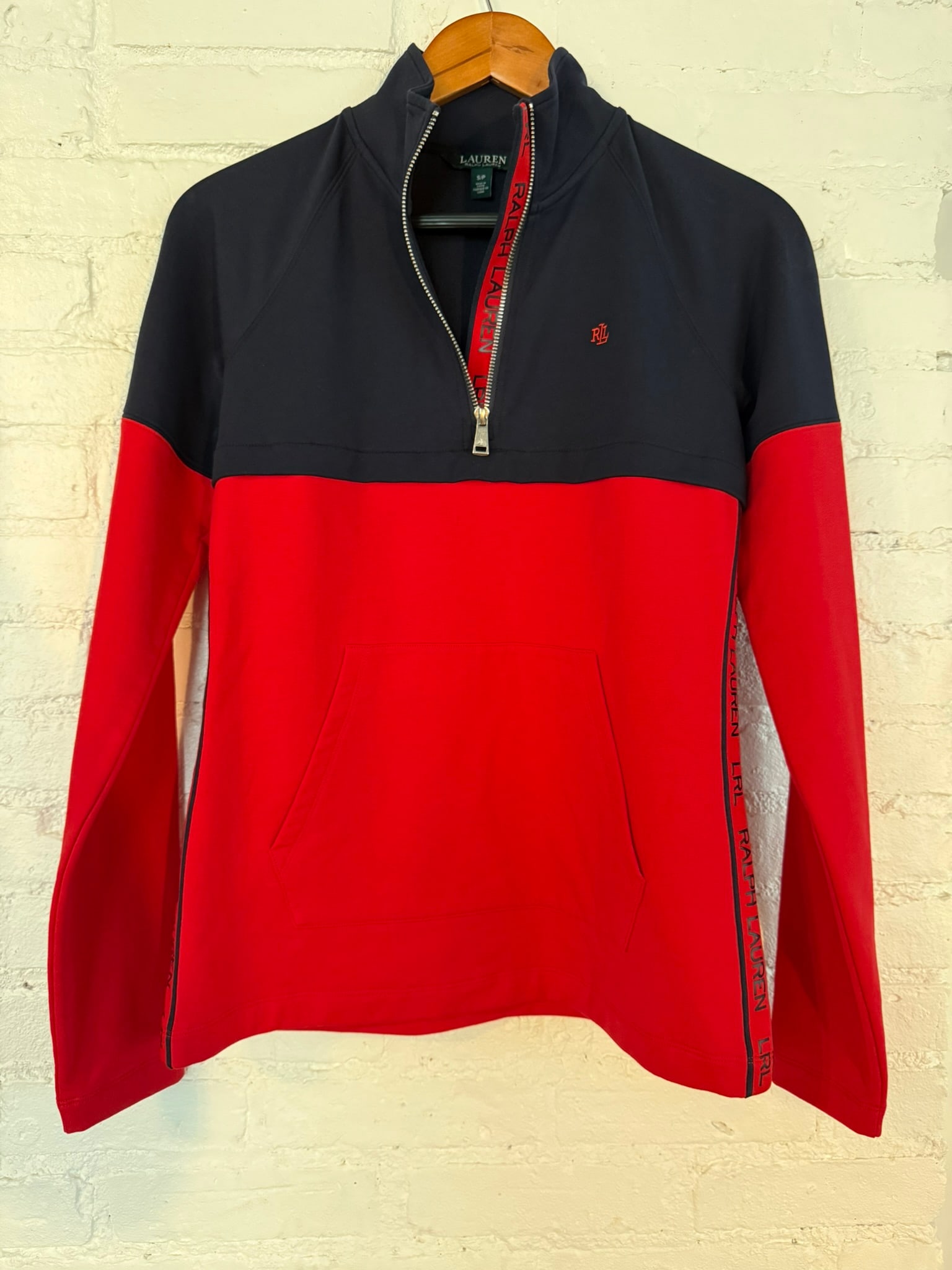 Lauren Ralph Lauren Activewear Top: Lauren Ralph Lauren Activewear Top New red and navy size small soft athletic top with quart zip