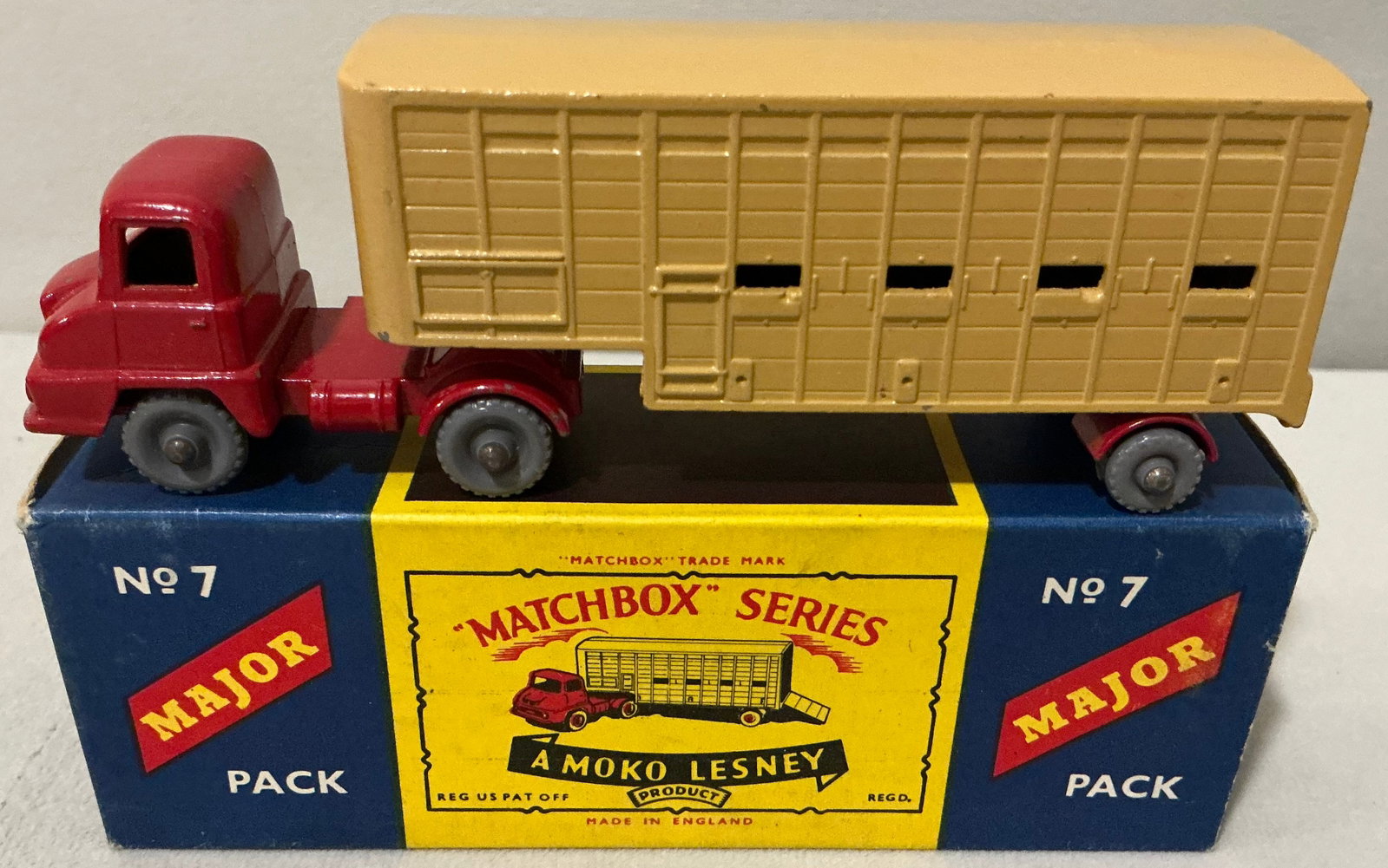 Moko Lesney Matchbox Major Pack No. 7 Thames Trader Jennings Cattle Truck With Original Box 1960 (1 of 6)