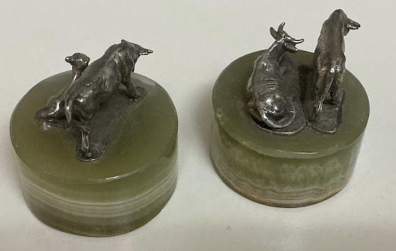 Gorham Sterling Silver by Giuseppe Vasari on Onyx Base Set of 2: Gorham Sterling Silver by Giuseppe Vasari on Onyx Base Set of 2. Measures approx 1.5 wide 1.5 tall. Made in Italy