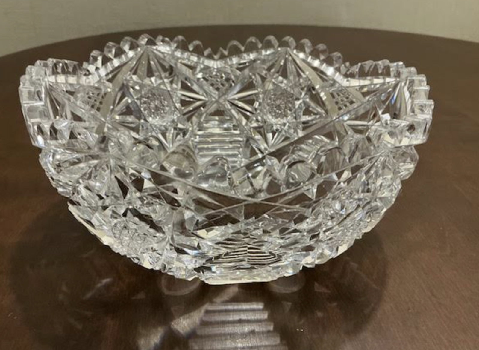 Crystal Cut Elegant Scallop Bowl: Cut Crystal Elegant Bowl Measures approx 8 inches wide 4 inches tall