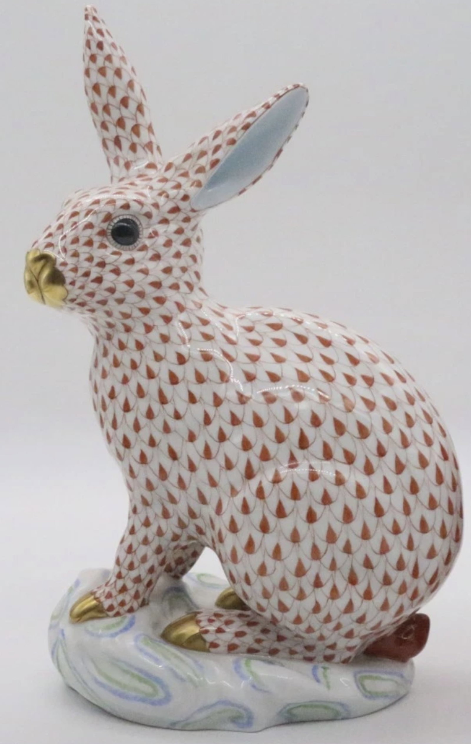 Herend Signed Rust Fishent Porcelain Extra Large Bunny Rabbit 12 inches tall Made in Hungary (1 of 6)