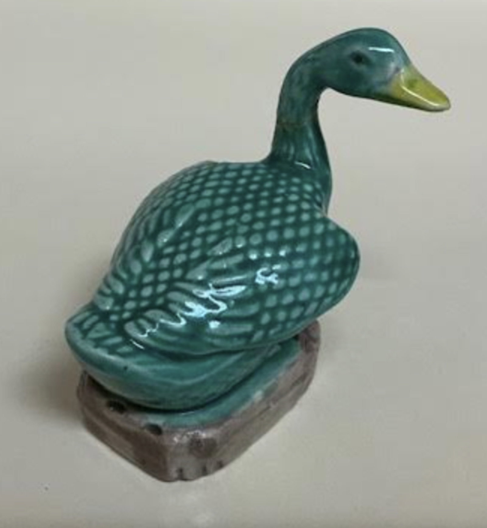Glazed Porcelain Goose Duck Figurine Inscribed Measures approx 2.5 inches wide 2 3/4 inches tall: Glazed Porcelain Goose Duck Figurine Inscribed Measures approx 2.5 inches wide 2 3/4 inches tall